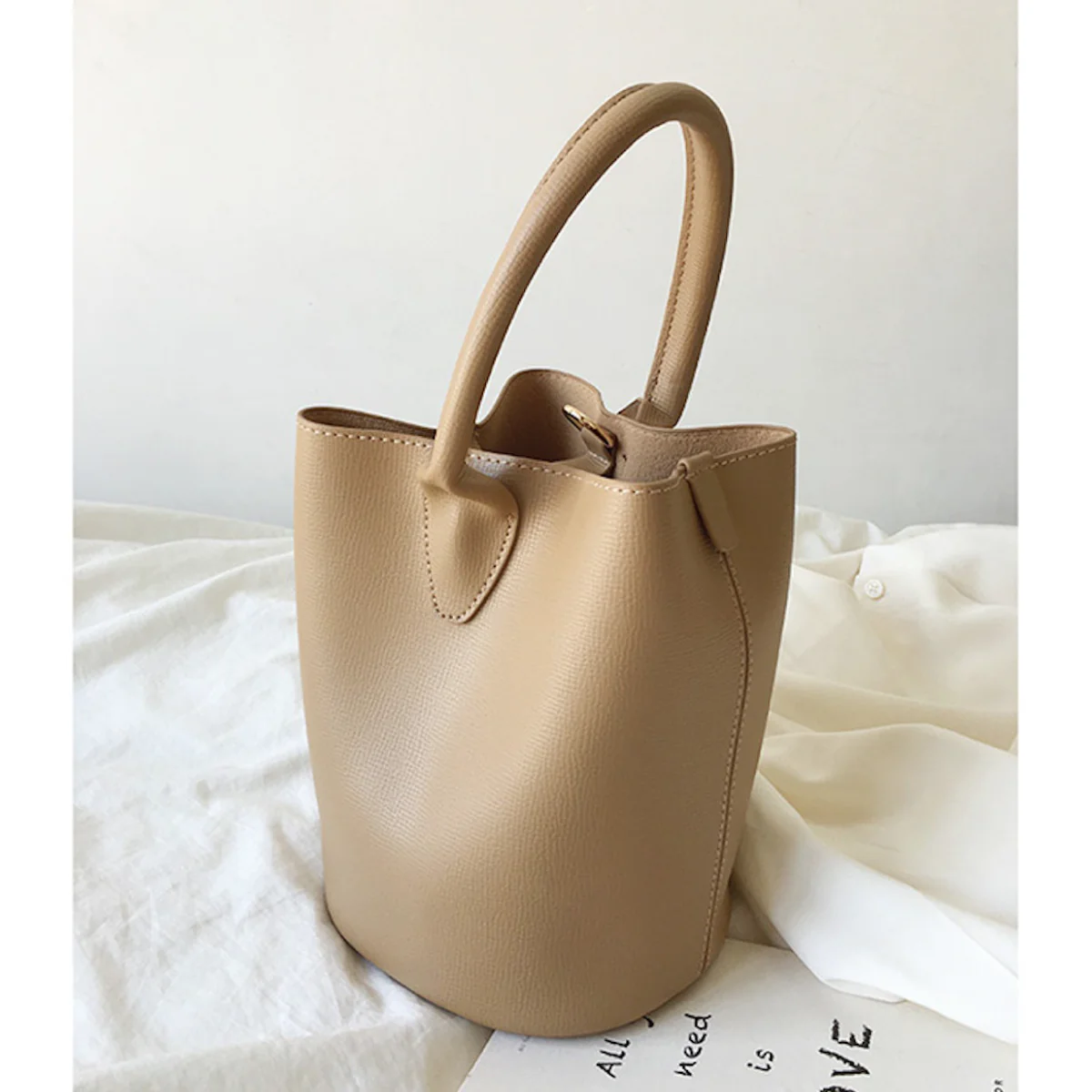 Chic Leather Bucket Bag
