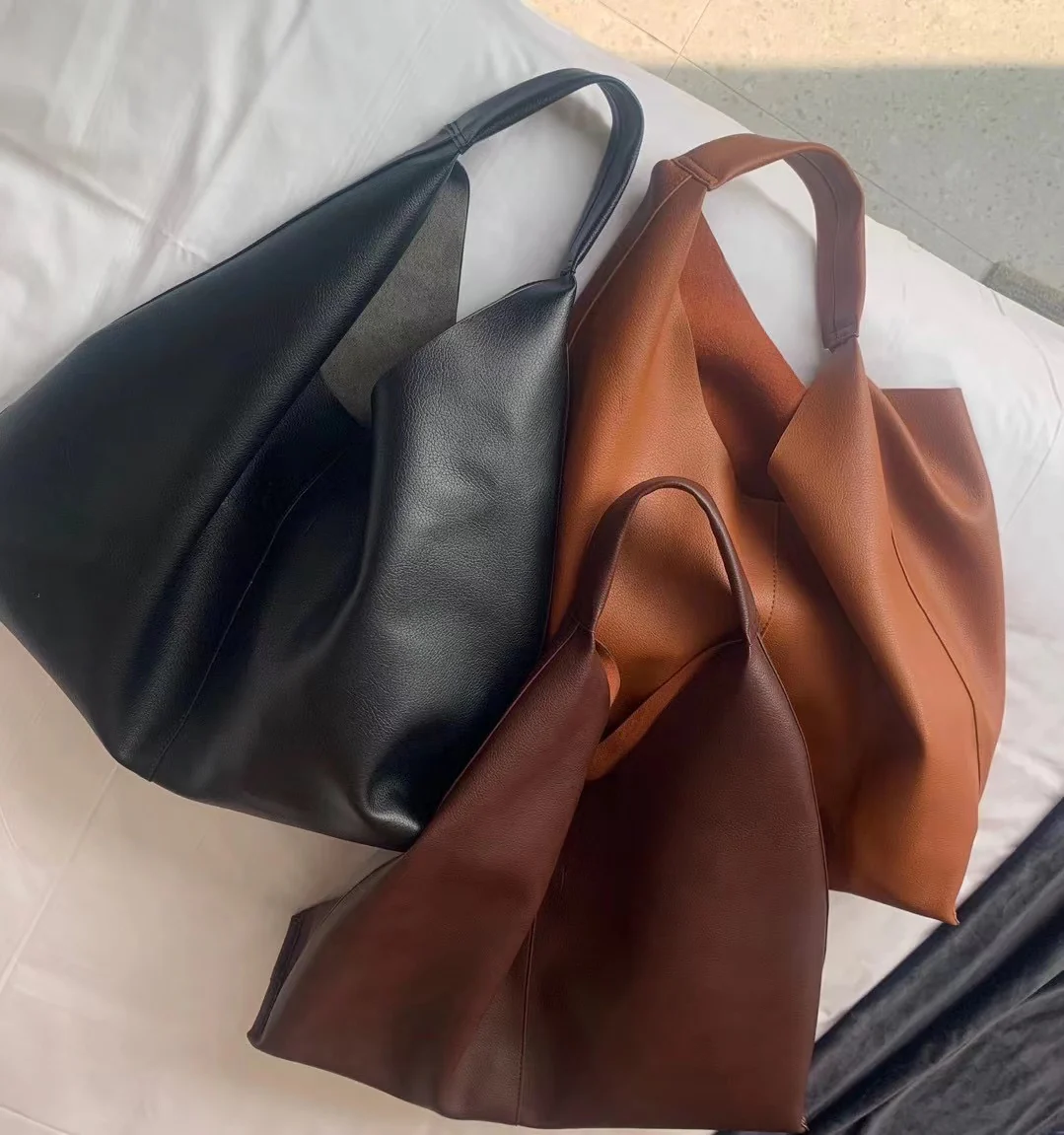 Large Hobo Leather Shoulder Bag