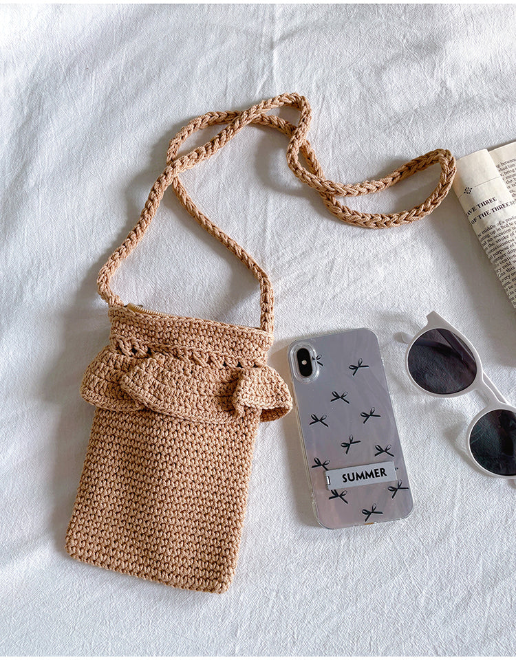 Small Cotton Knitted Crossbody Bag