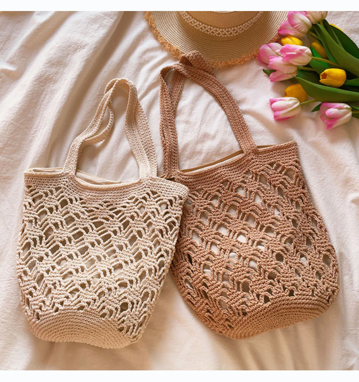 Cotton Crochet Bucket Bag