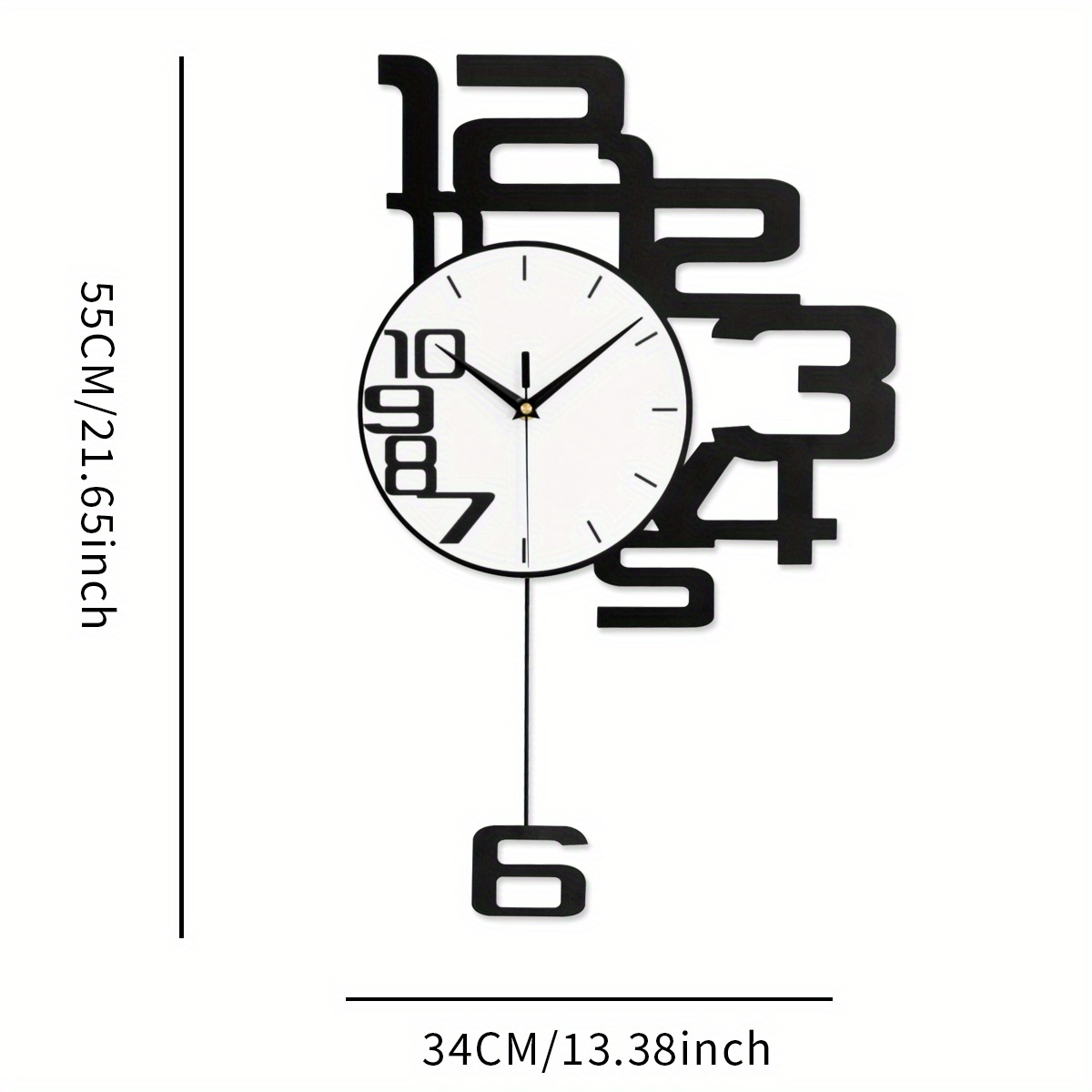 1pc Modern Minimalist Personality Metal Wood Creative Wall Clock, Large Battery Operated Clock For Living Room, Kitchen, Bedroom