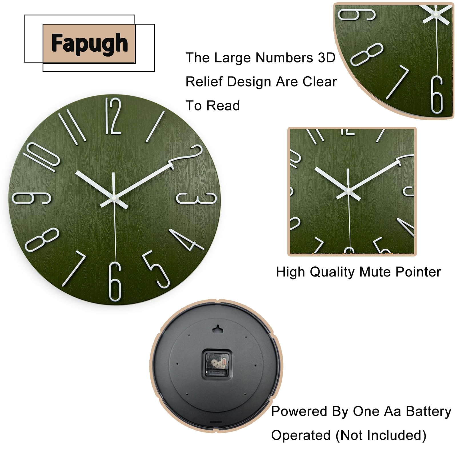 12 Inch Wall Clock Silent Non Ticking, Preciser Modern Style Decor Clock for Home, Office, School, Kitchen, Bedroom, Living Room （Blue）