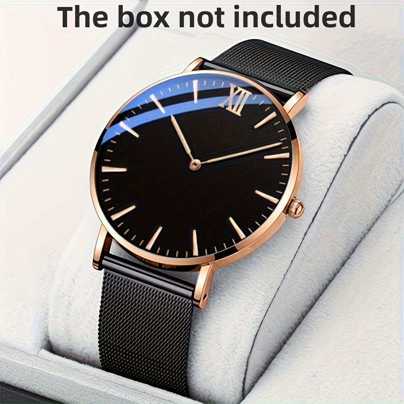 Hot Selling Ultra-thin Men's Watch Simple Two-pin Roman Scale Men's Mesh Band Watch Blue Light Symphony Glass Atmosphere Men's Watch, Ideal choice for Gifts