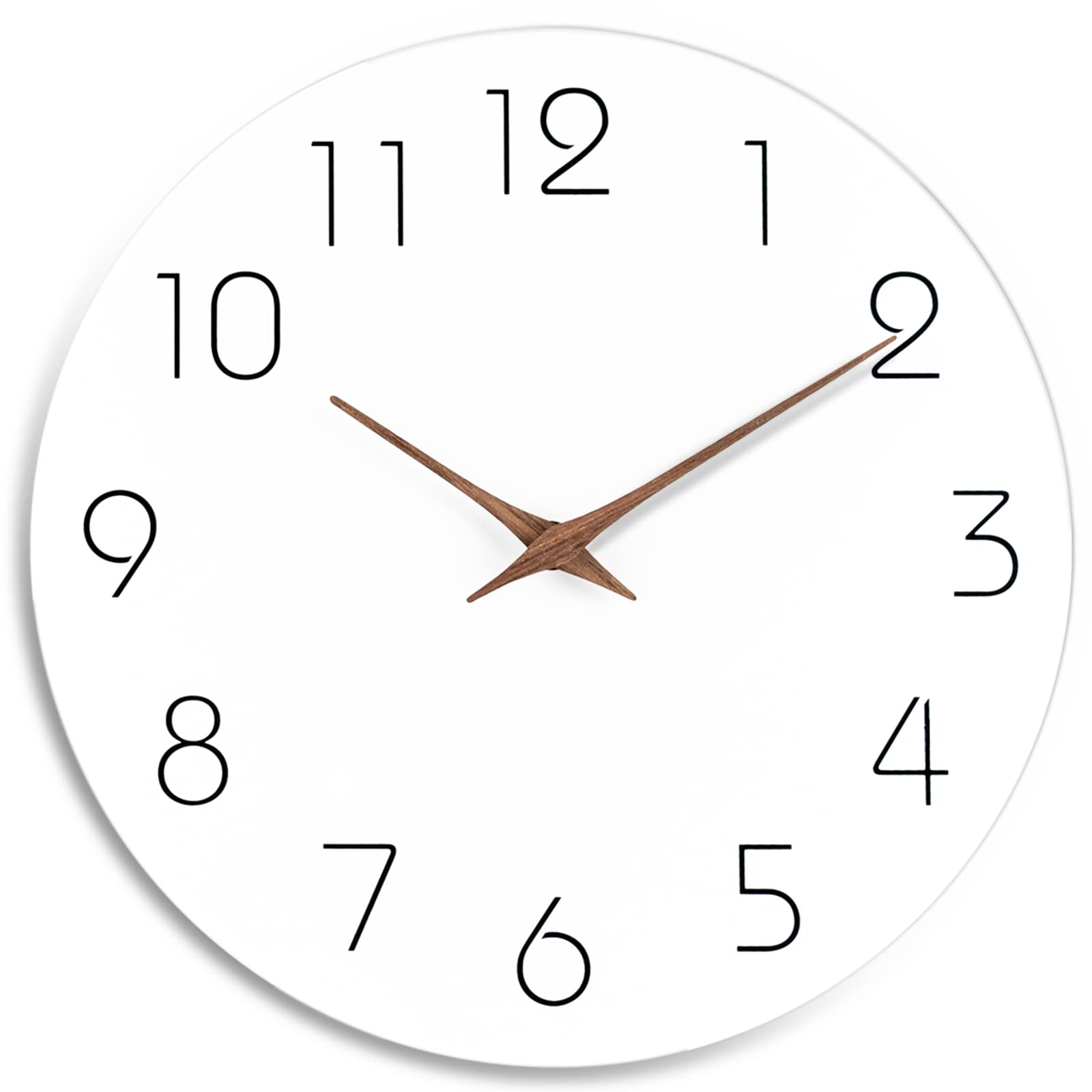 Mosewa Wall Clock 8 Inch White Silent Non Ticking Wall Clocks Battery Operated - Simple Minimalist Wooden Clock Decorative for Kitchen,Home,Bedroom,Living Room, Office