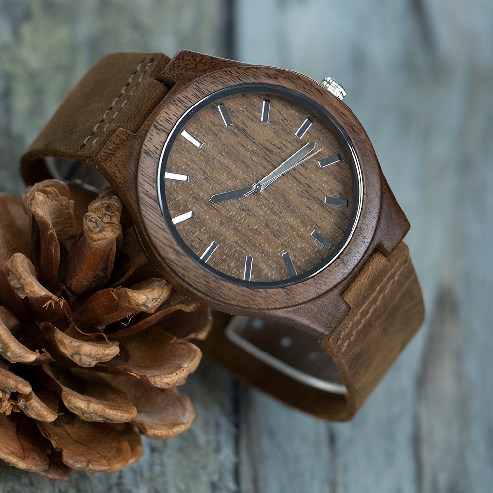 Natural Walnut Wood Men's Belt Wrist Watch, Ideal choice for Gifts