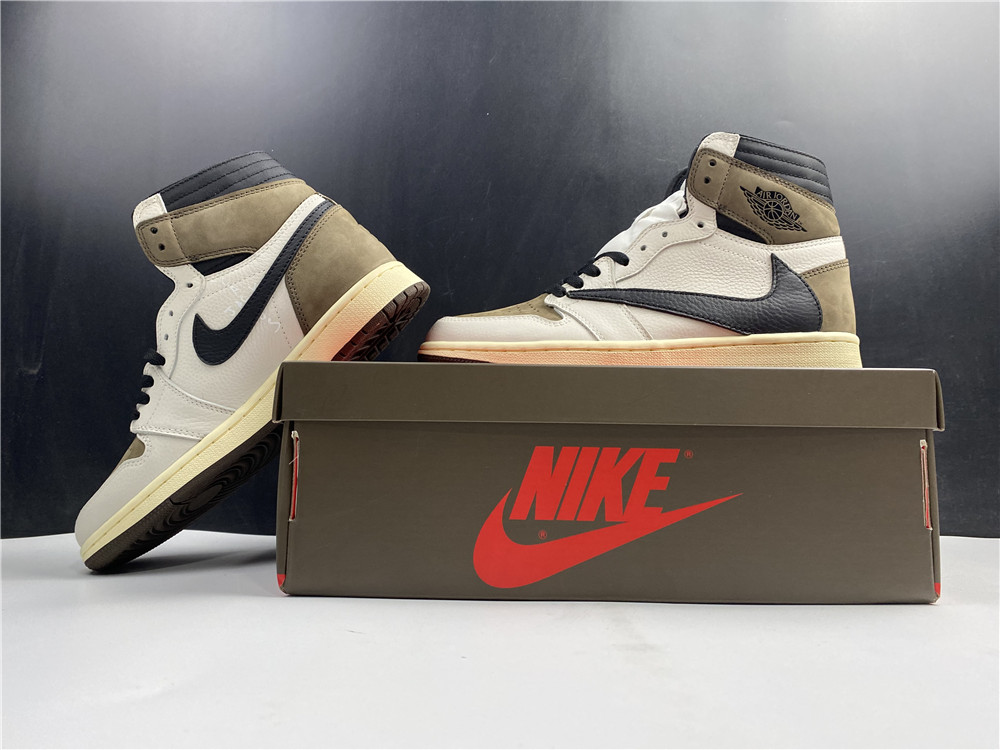 Jordan 1 Travis Scott x Air Jordan 1 reverse hook 2.0 white and brown reverse hook 2.0  CD4487-100