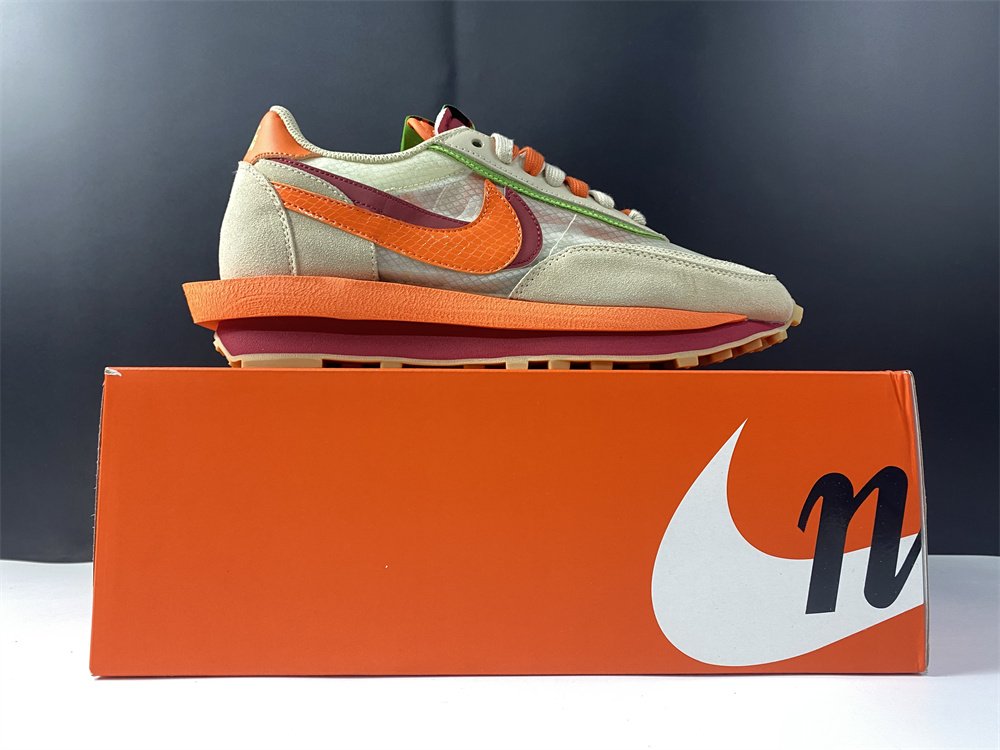 Nike LD Waffle sacai CLOT Kiss of Death Net Orange Blaze DH1347-100