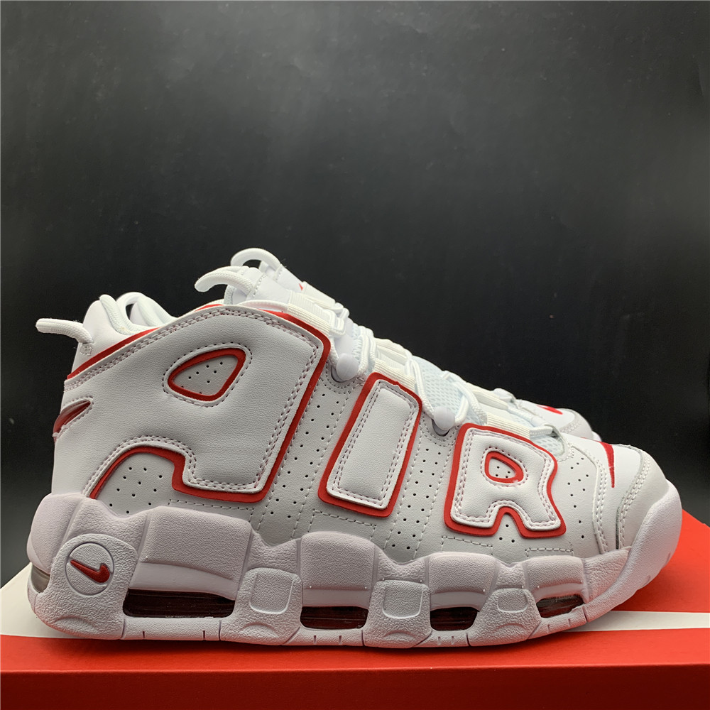 Nike Air More Uptempo White Varsity Red Outline (GS) 415082-108