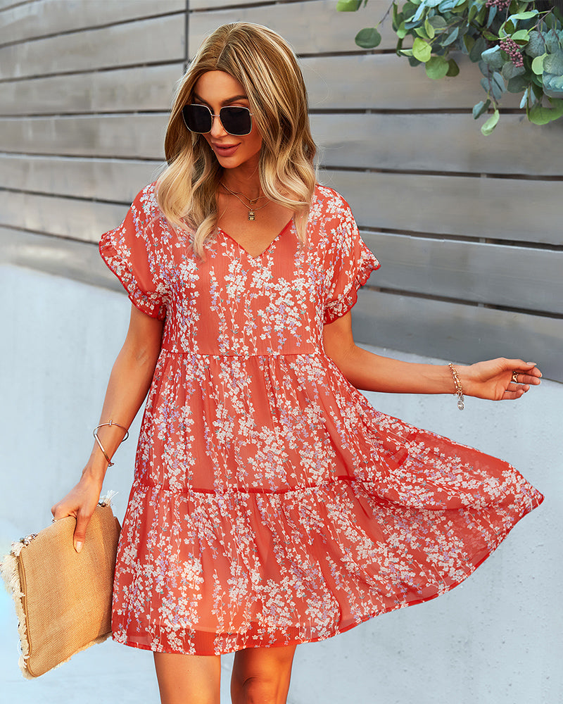 JASMYN DRESS - CORAL RED