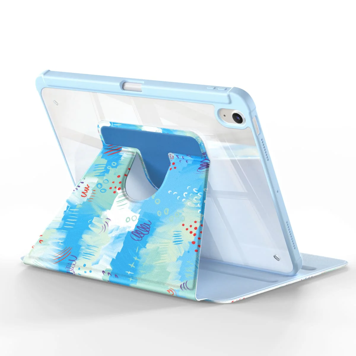 Beige Blue iPad Series Snap 360 Stand Impact Resistant Case