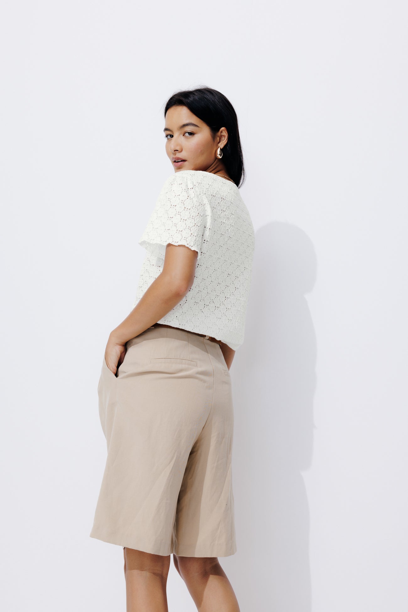 Lace effect top - Red stripes