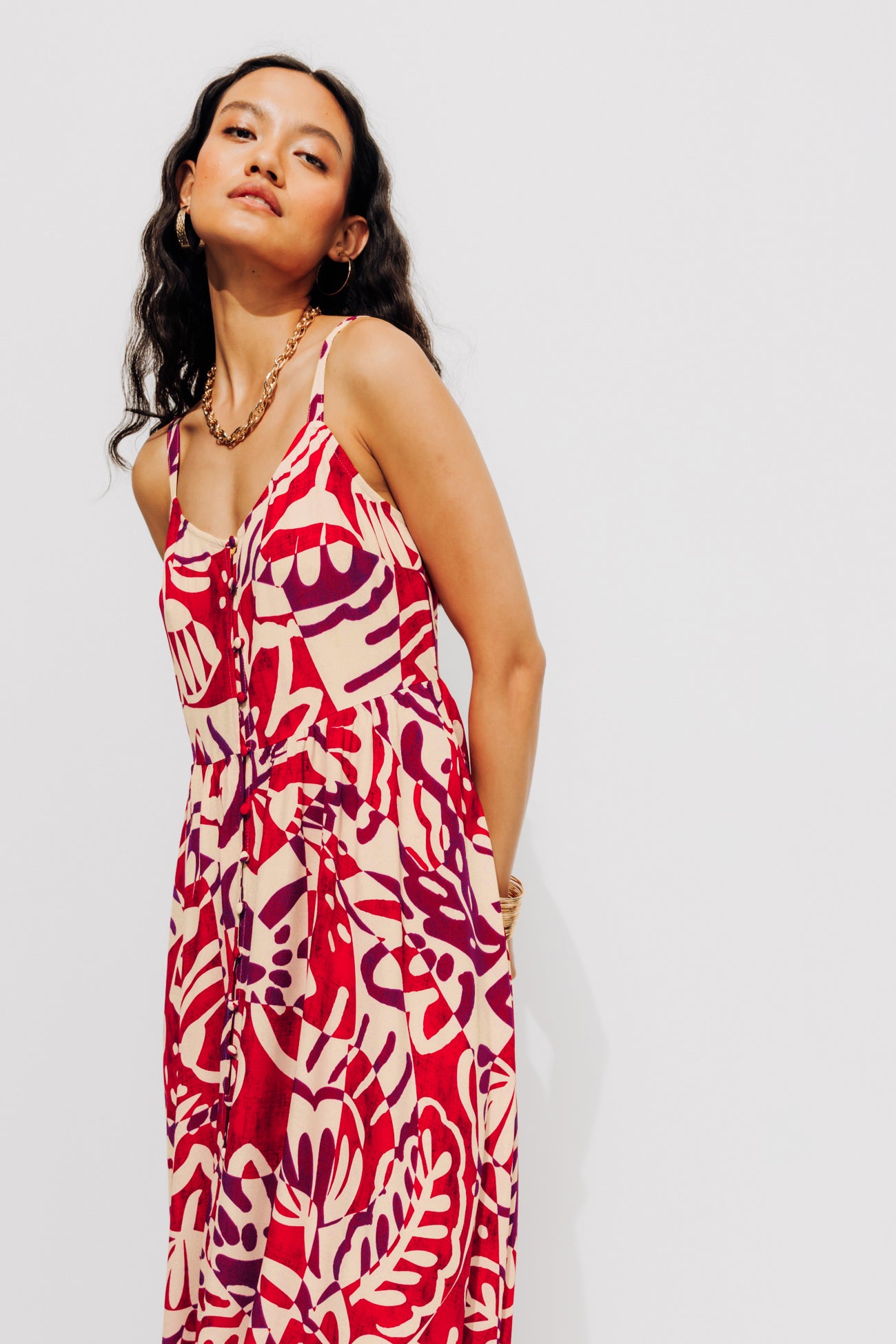 Long patterned dress - Ecru print