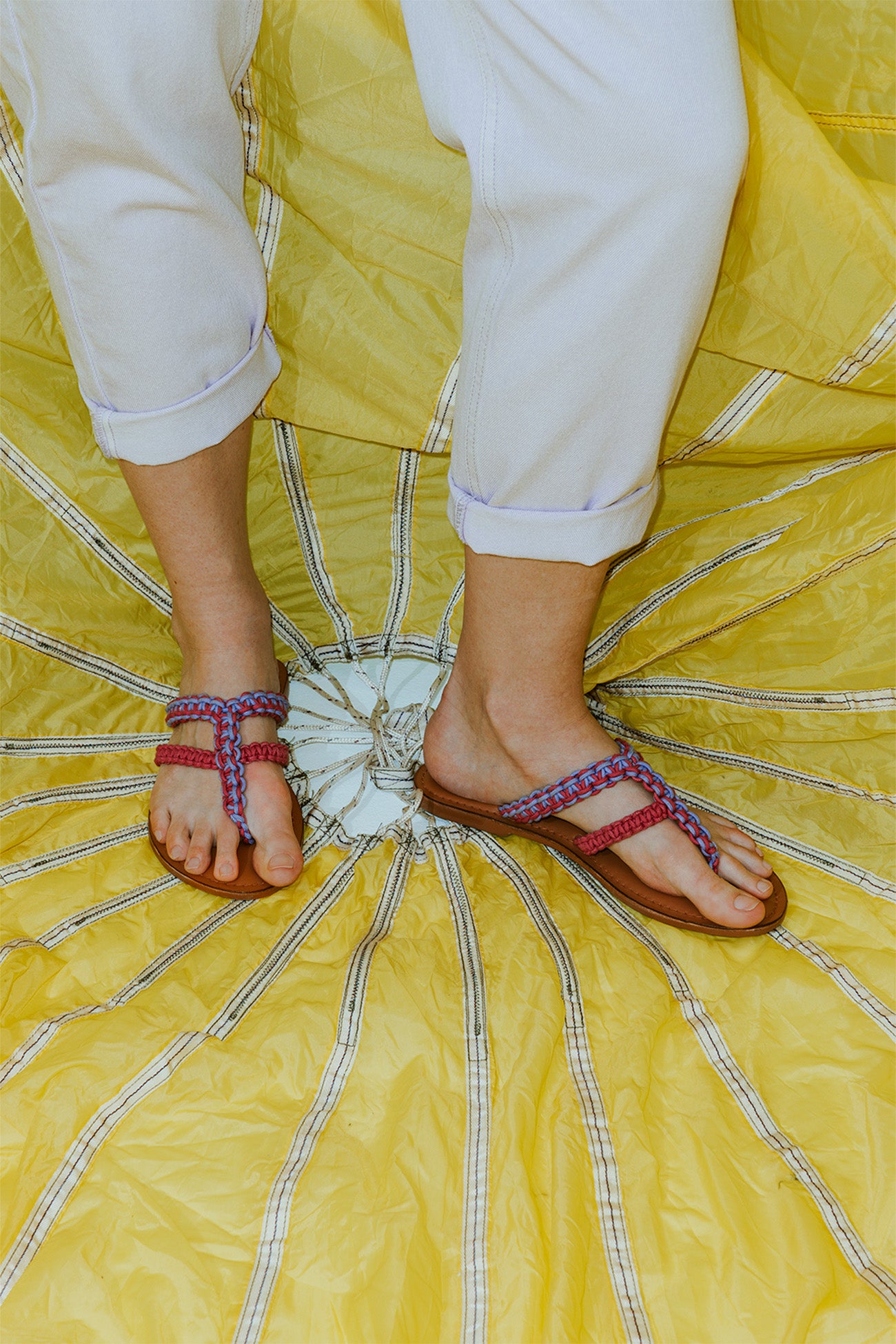 Macramé open flats - Multicolour print