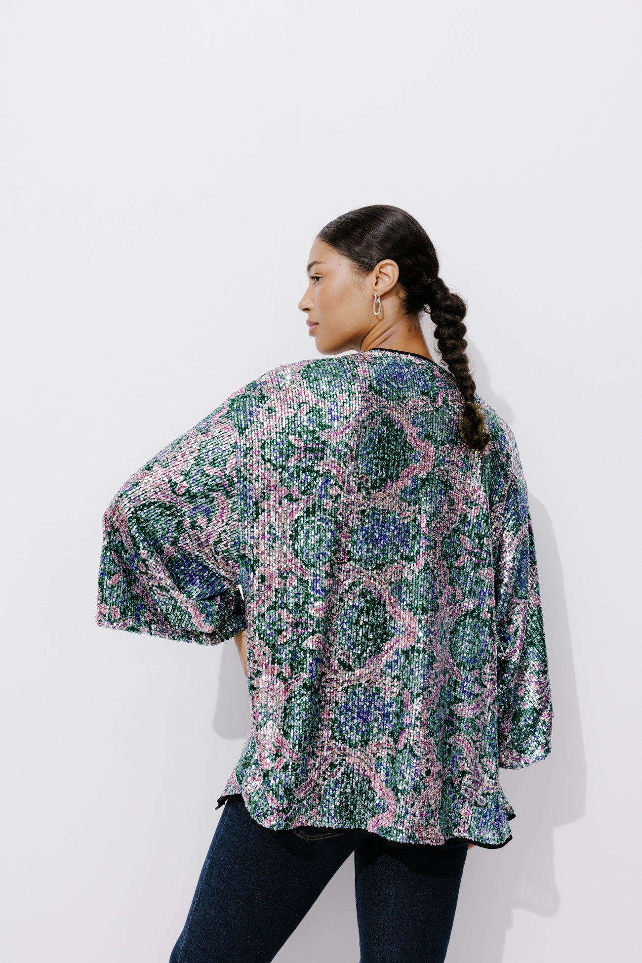 Glitzy kimono jacket - Multicolour print