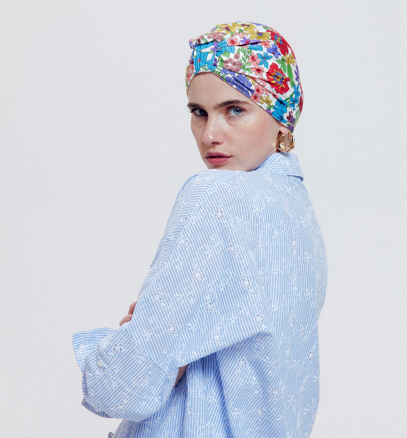 Turban for cancer sufferers - Ecru print
