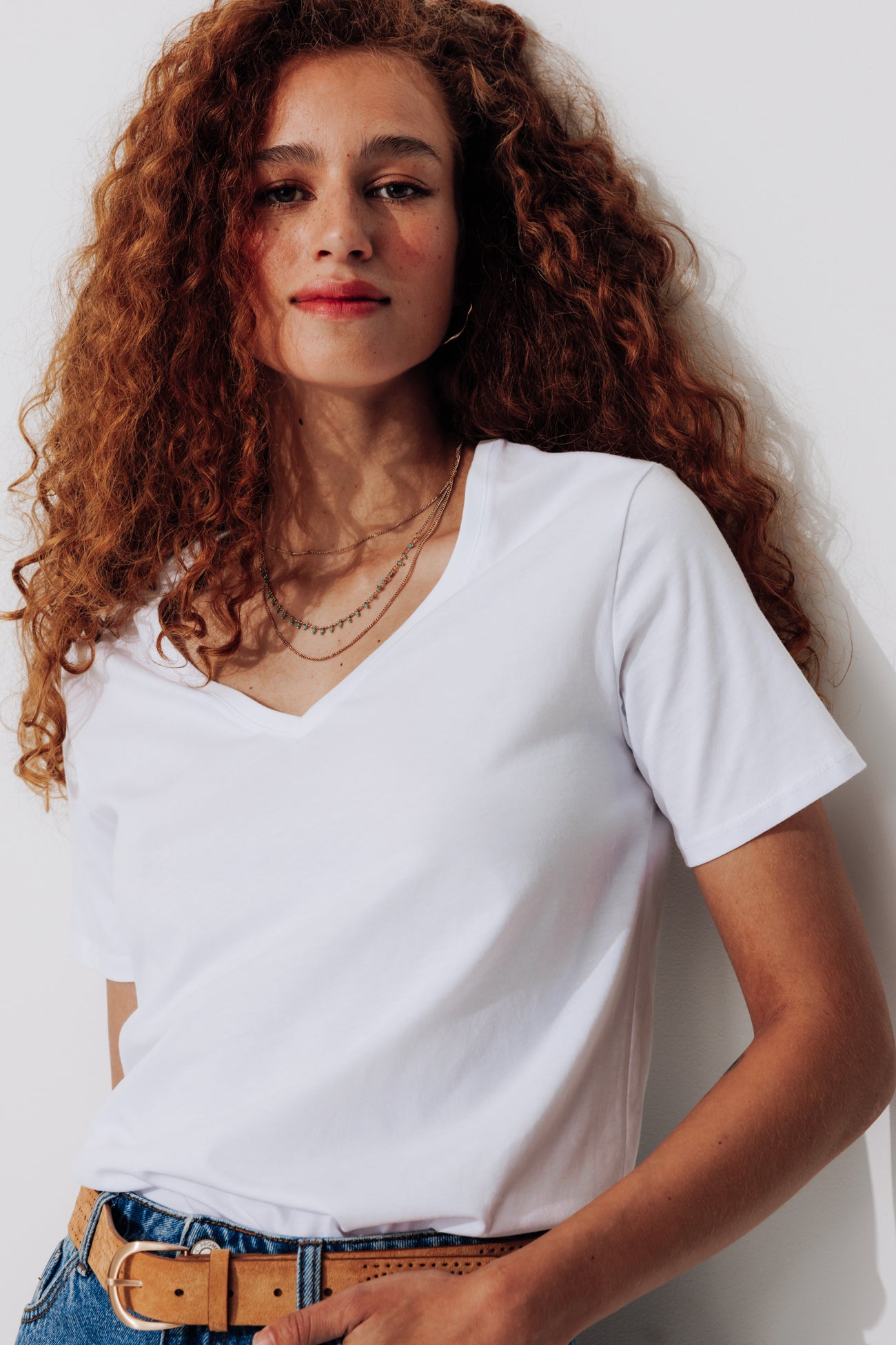 Eco-design v-neck t-shirt - Navy blue