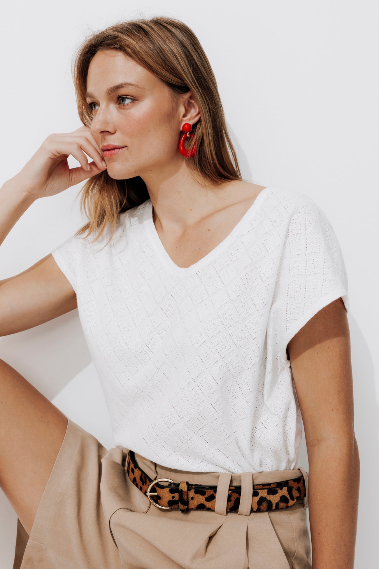 Pointelle t-shirt - Ecru