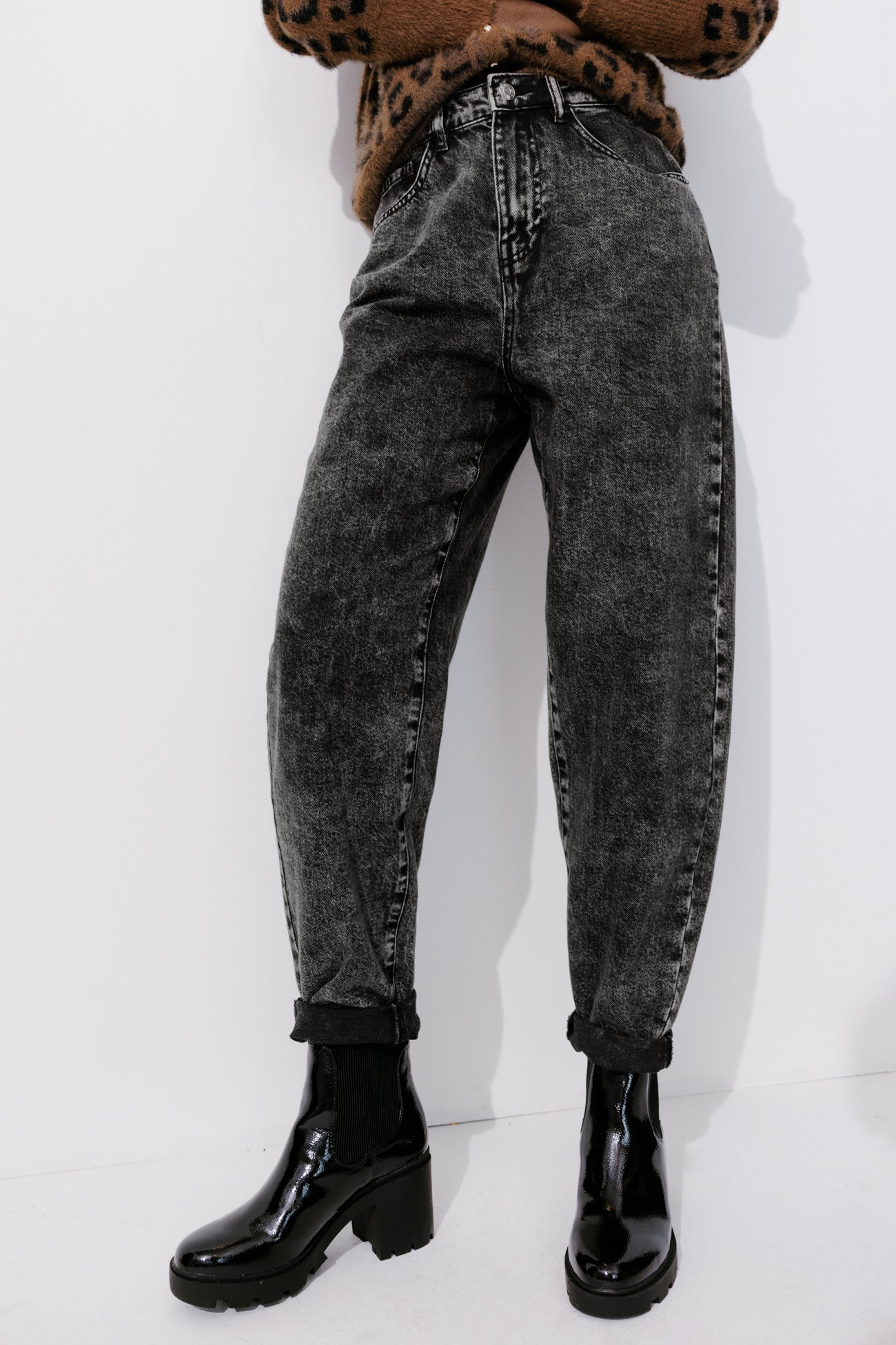 High-waist balloon jeans - Black