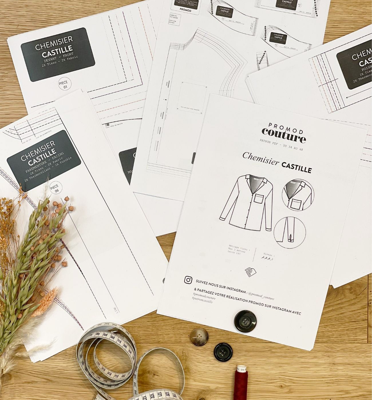 CASTILLE shirt sewing pattern - Ecru