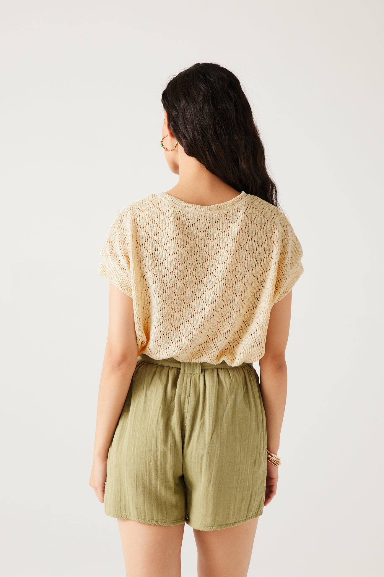 Pointelle knitted crop top - Raspberry red