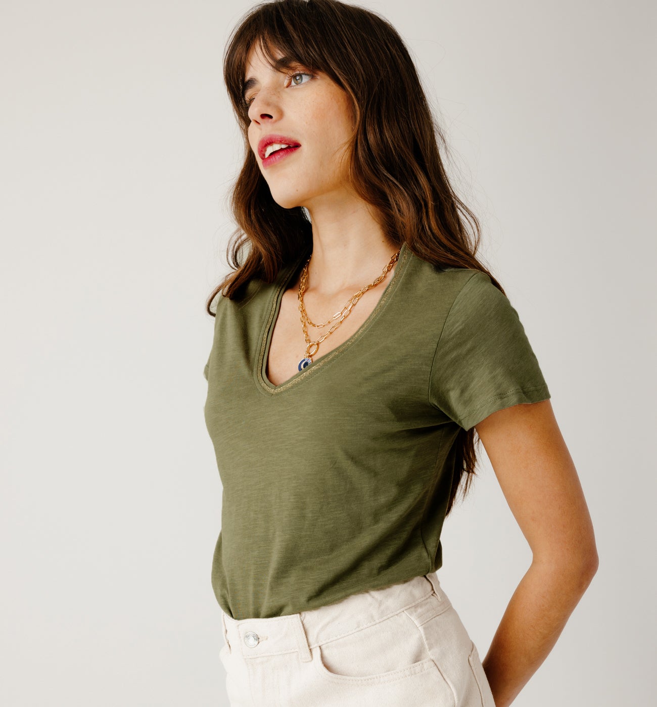 V-neck top - Raspberry red