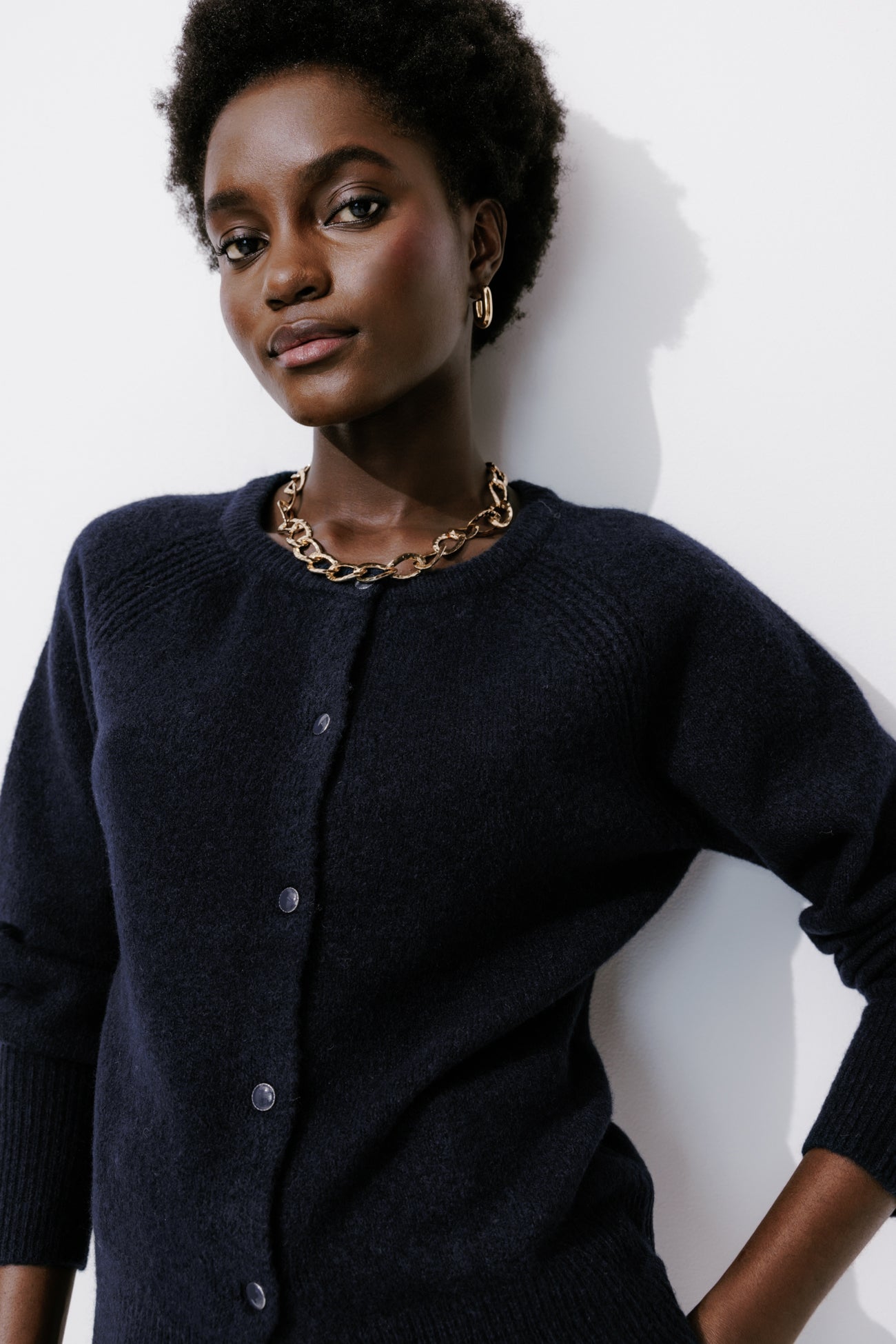 Soft button cardigan - Violet