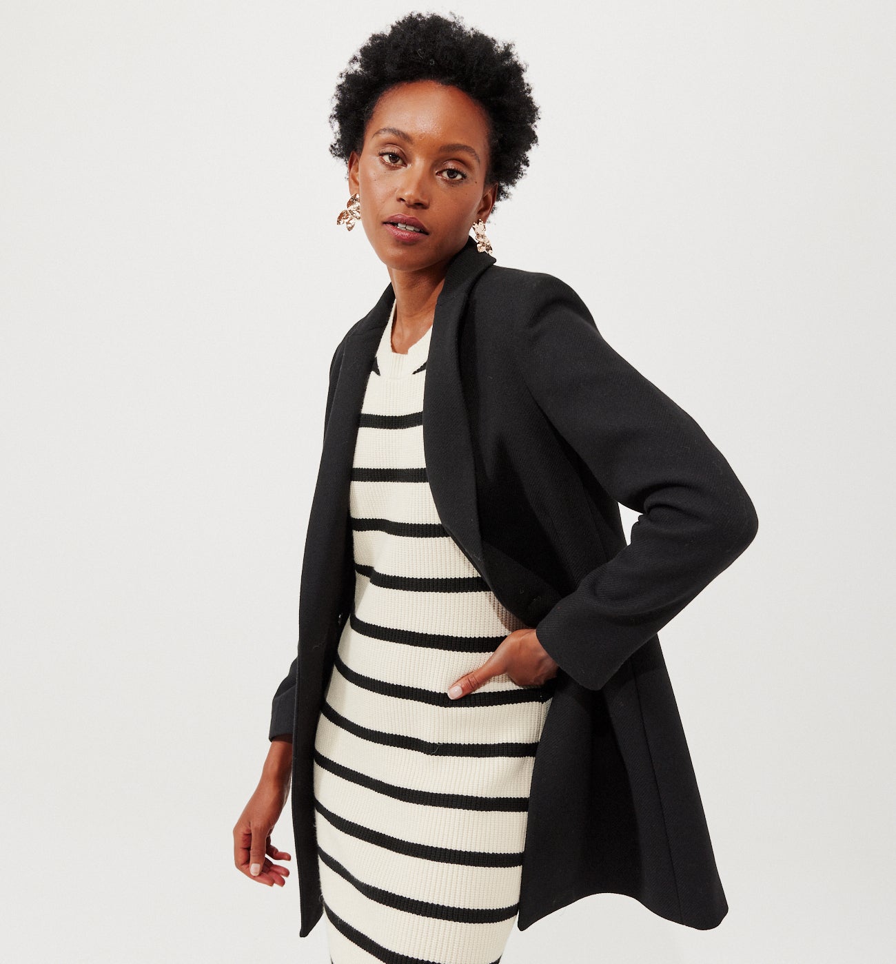 GISELE wool-blend coat - Black