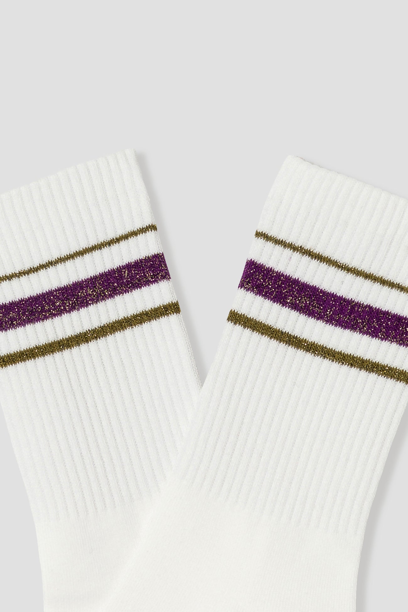 Glitzy striped socks - Ecru print