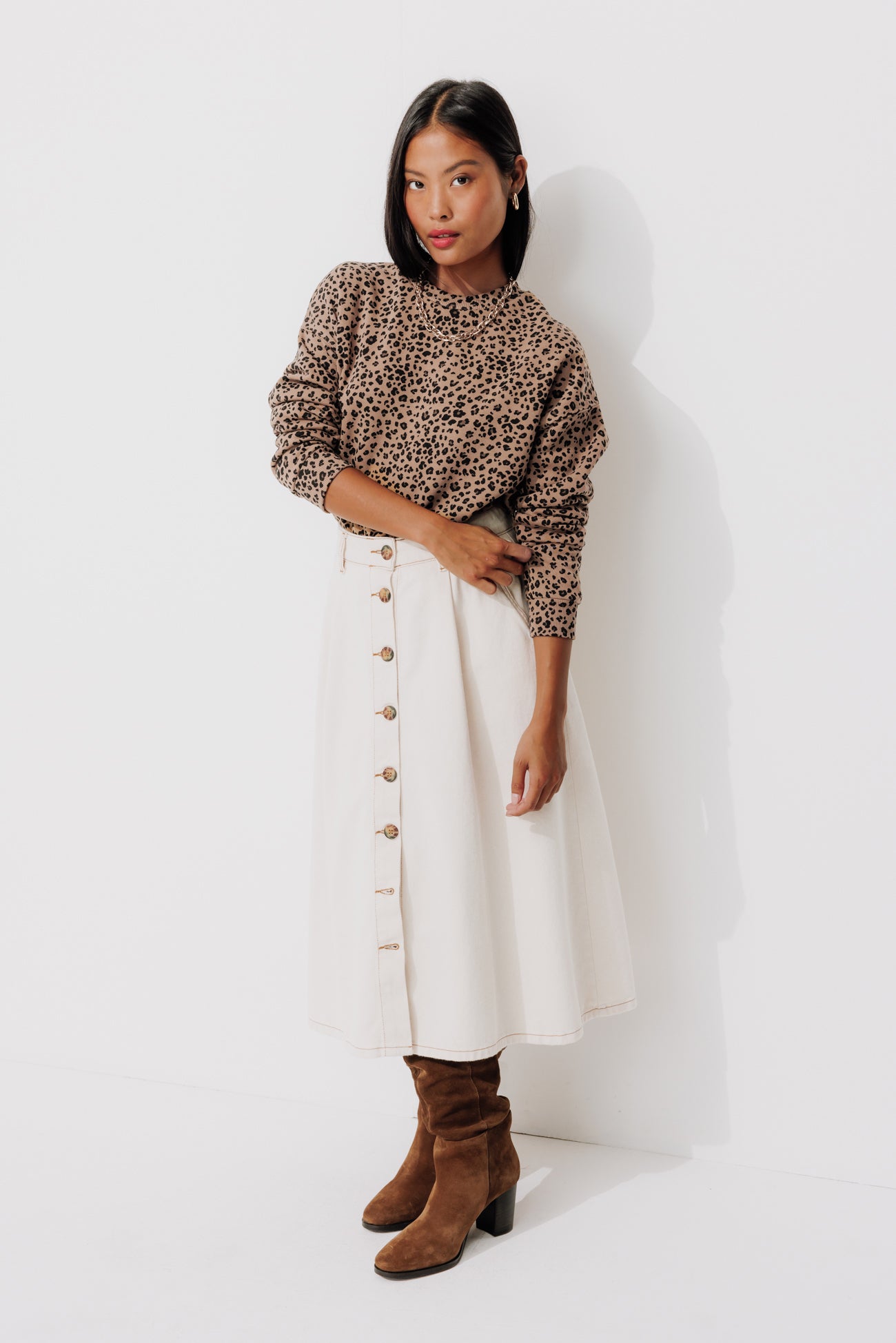 Leopard sweatshirt - Chestnut brown print