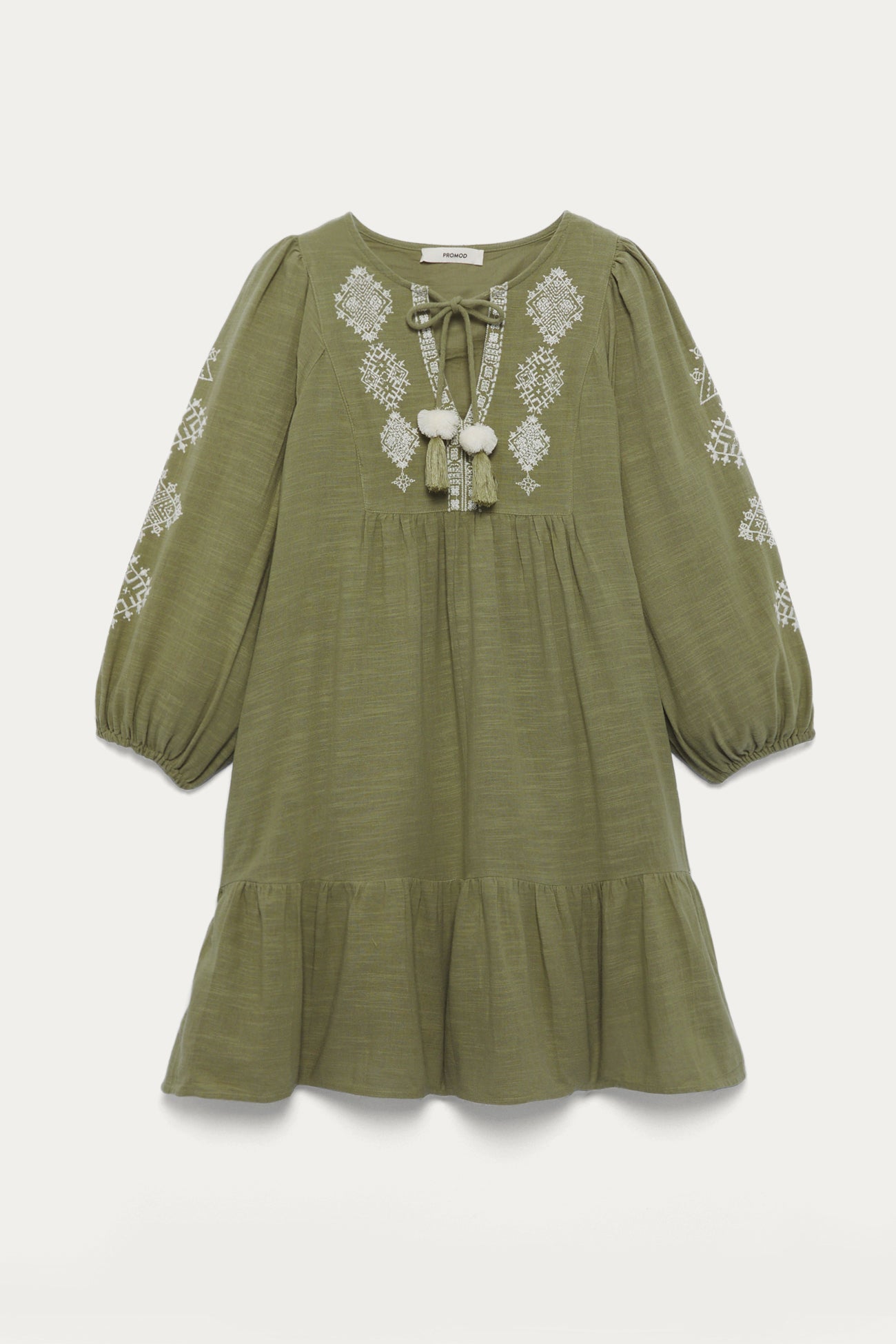 Embroidered babydoll dress - Ecru