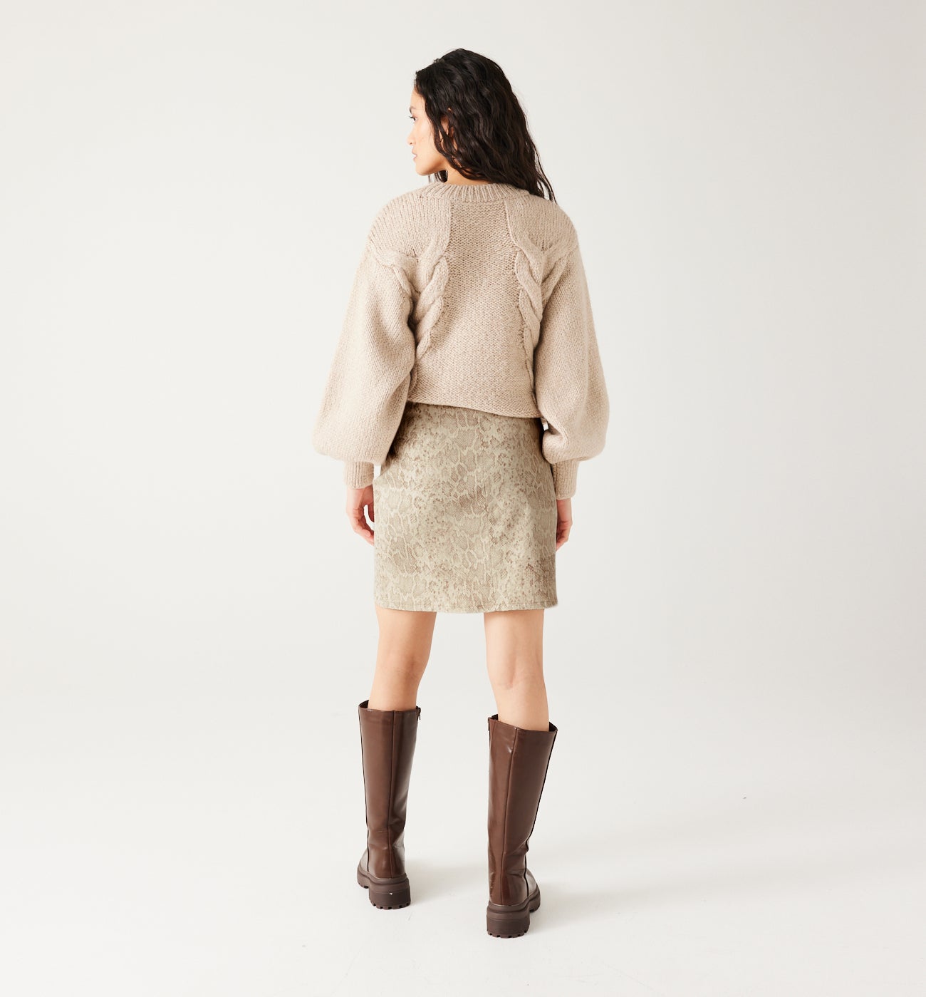 Python pattern mini skirt - Ecru print