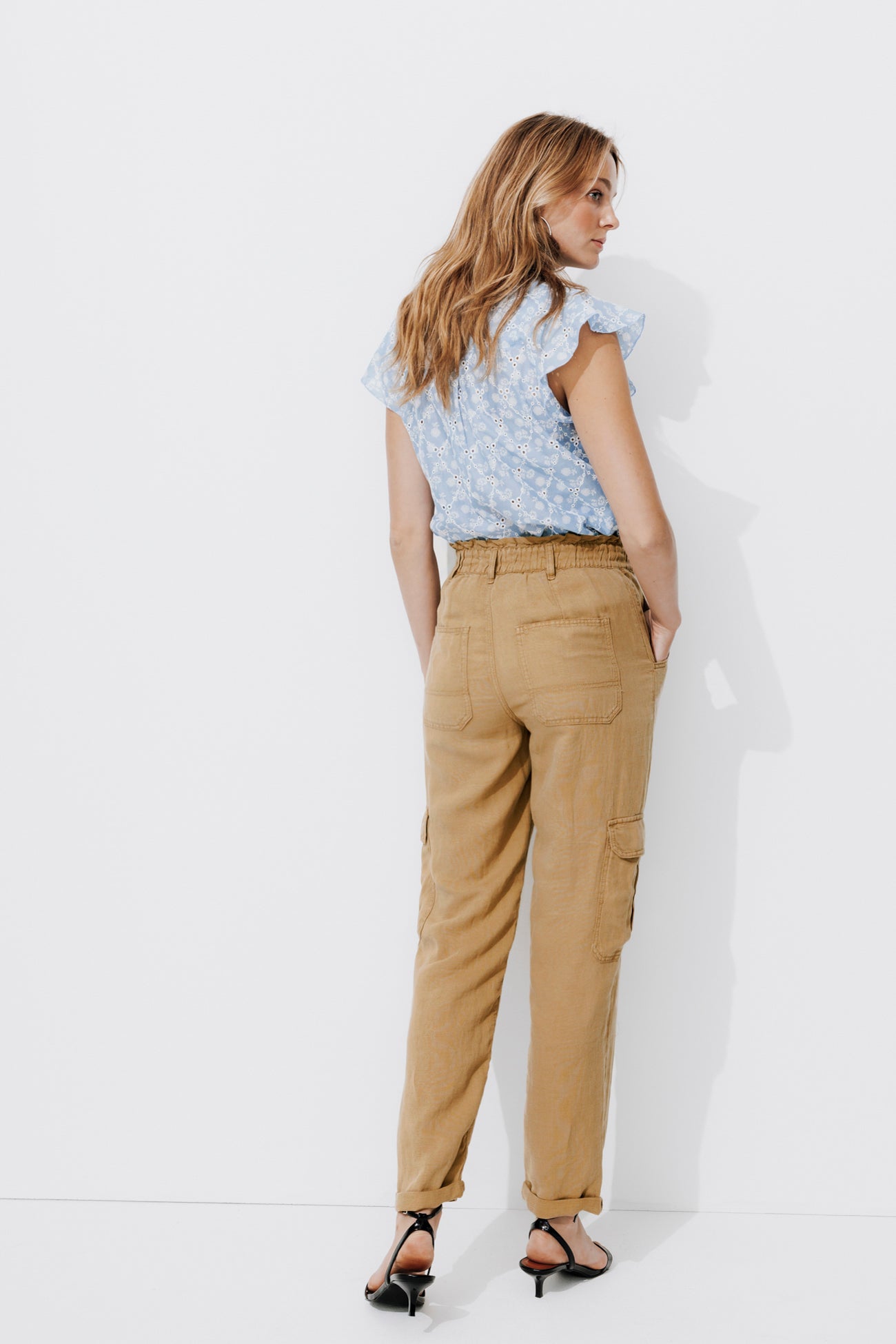 Linen cargo trousers - Sand
