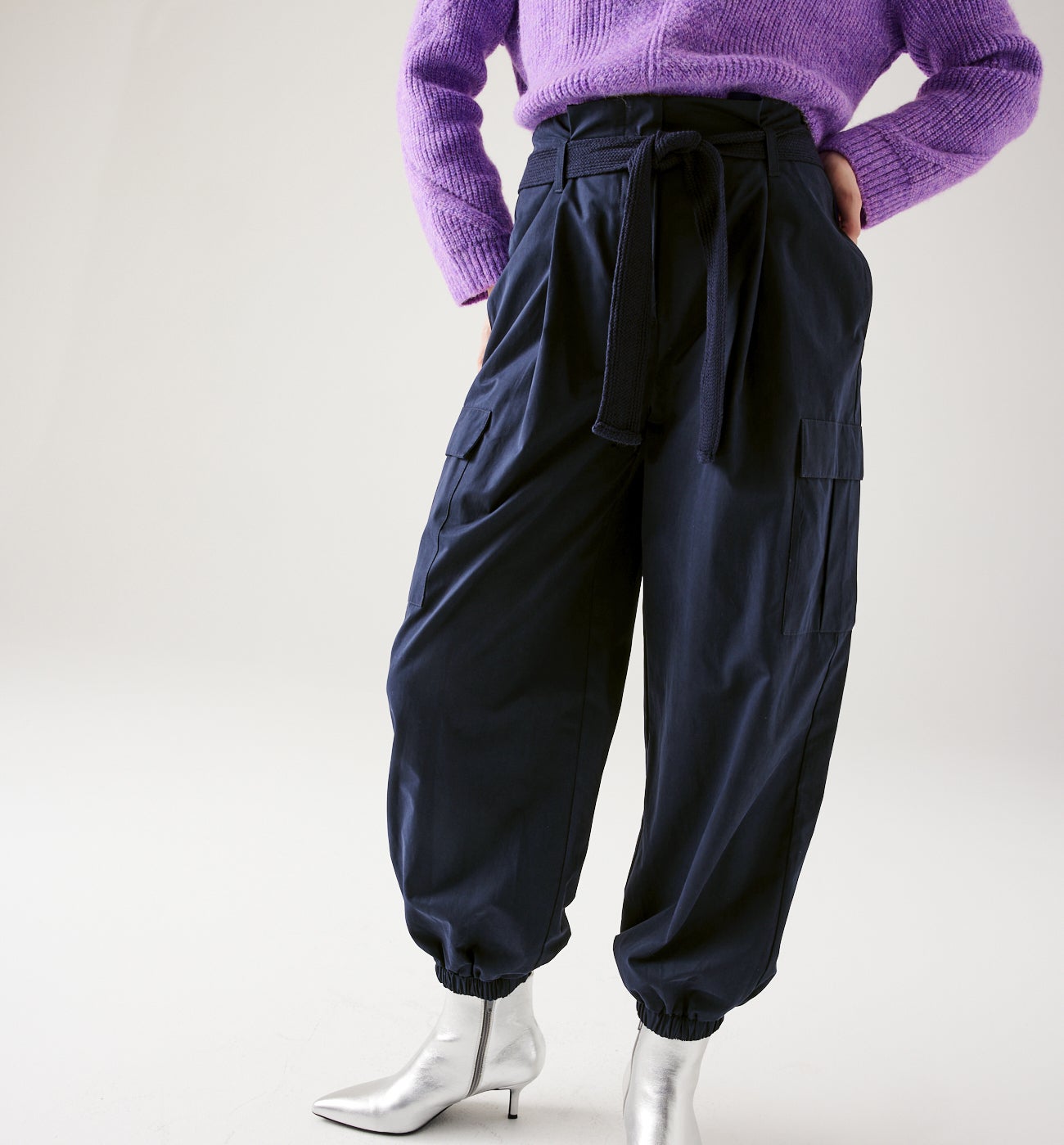 Plain cargo trousers - Dark blue