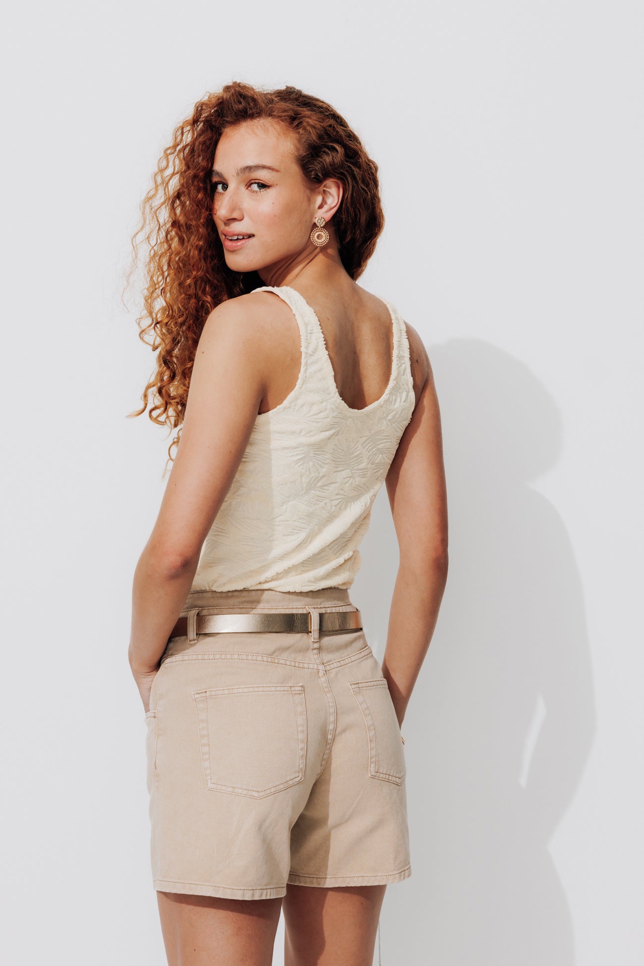 Towelling strappy top - Neon pink