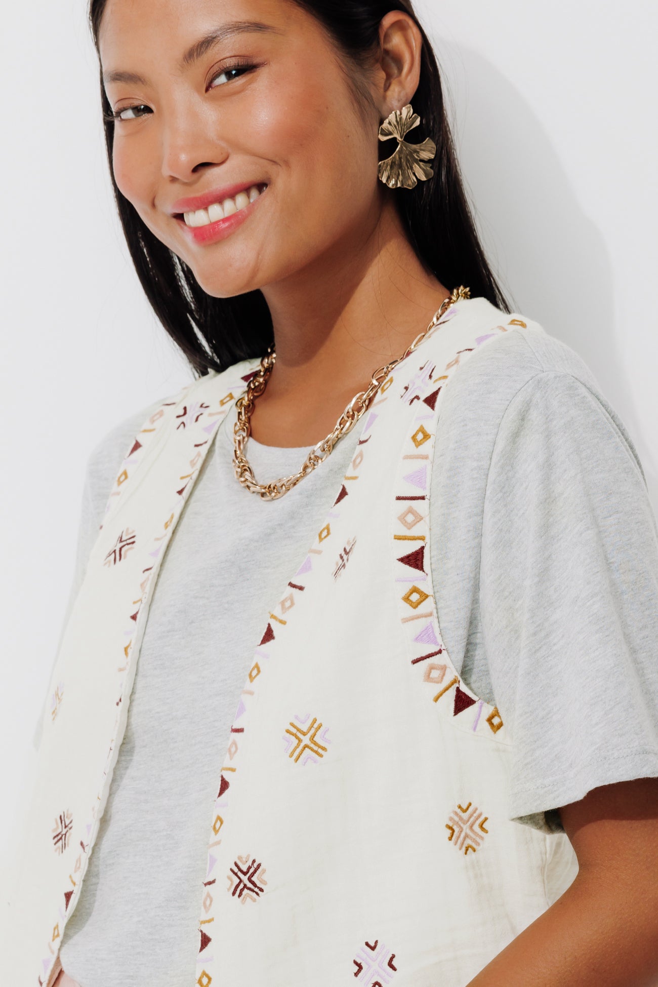 Embroidered bolero - Multicolour print