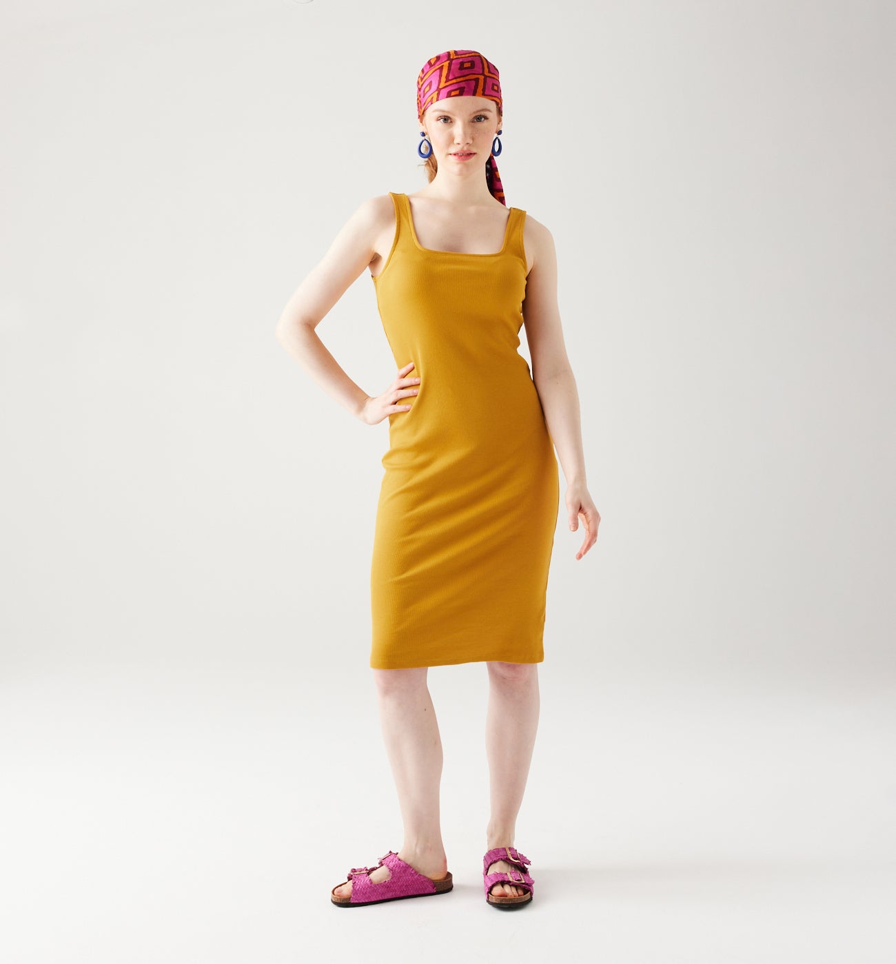 Plain strappy dress - Ochre