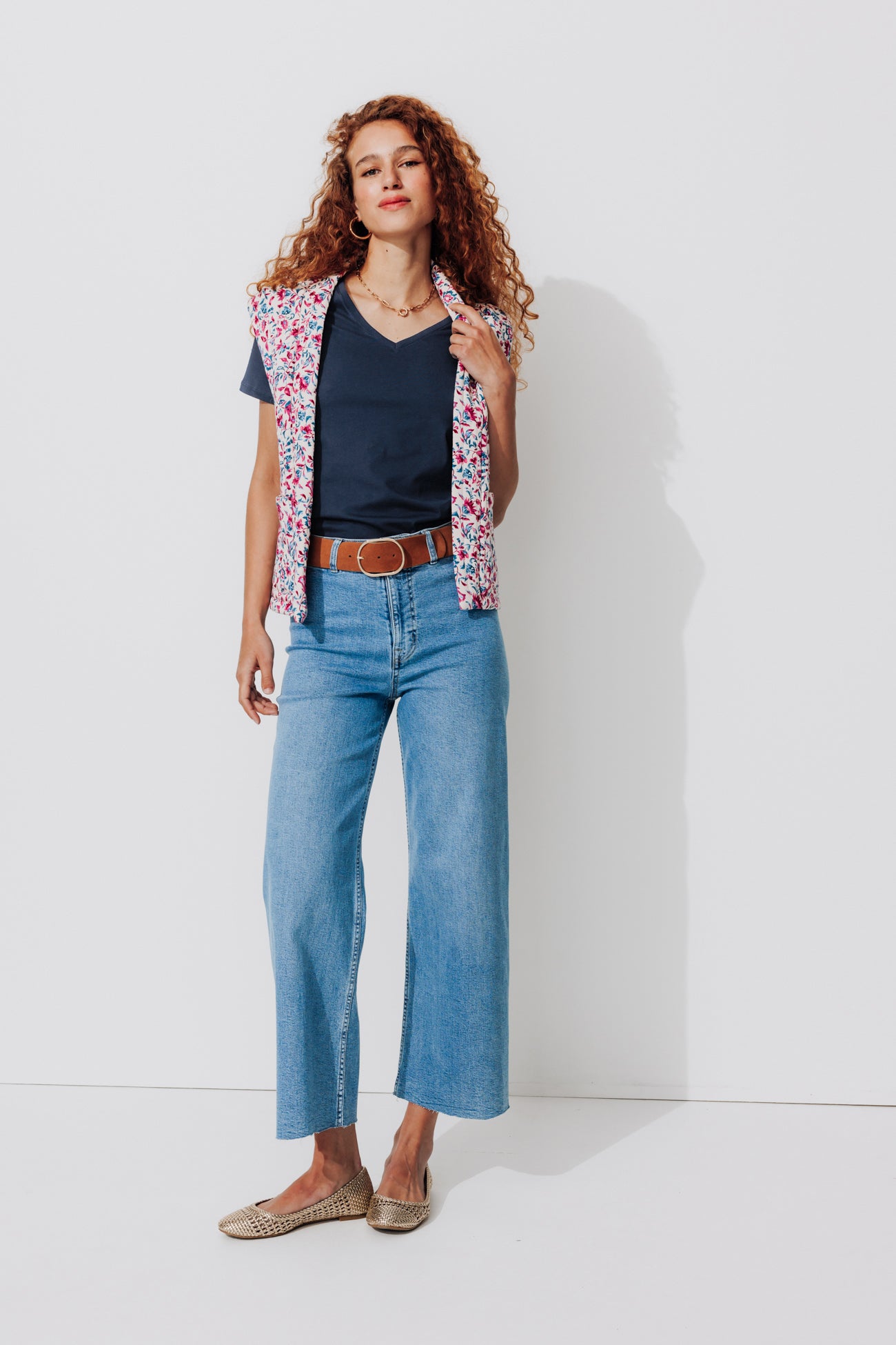 Eco-design v-neck t-shirt - Navy blue