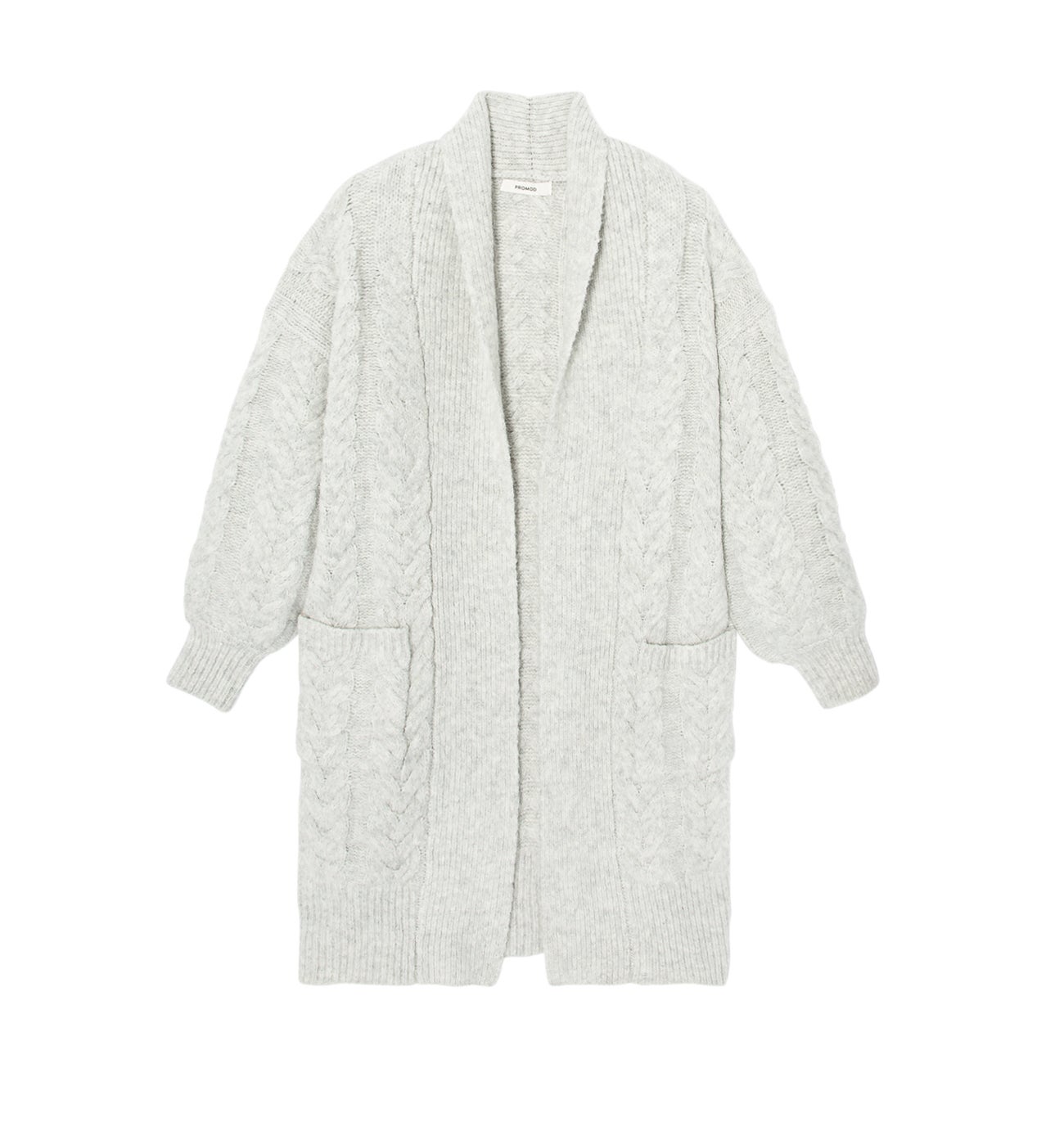 Long cable-knit cardigan - Chestnut brown