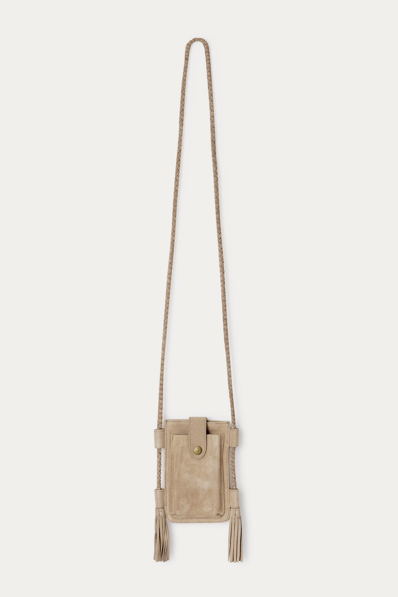 Suede leather clutch - Ecru