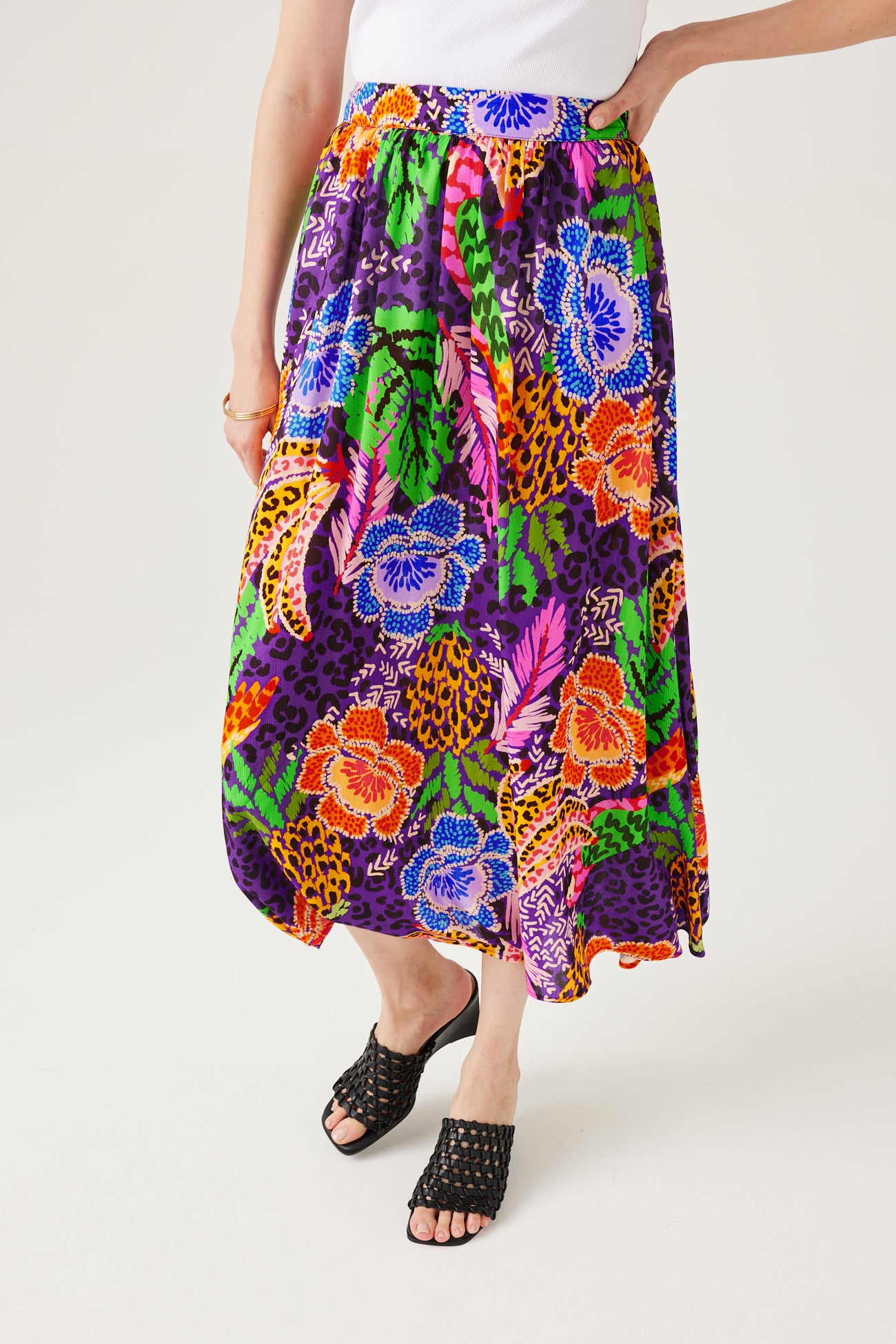 Midi patterned skirt - Violet print