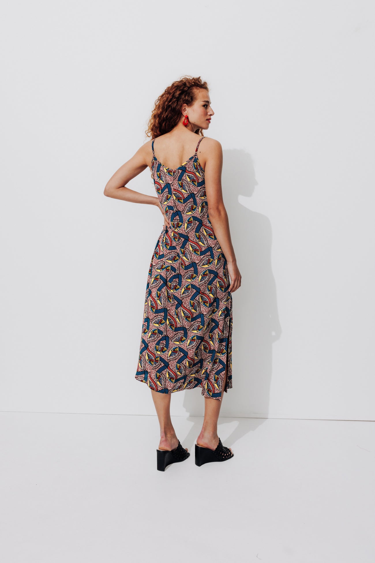 Mid-length patterned dress - Multicolour print