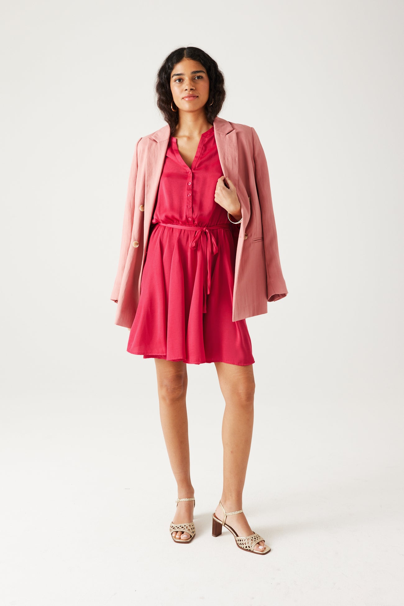 Short satin dress - Turquoise