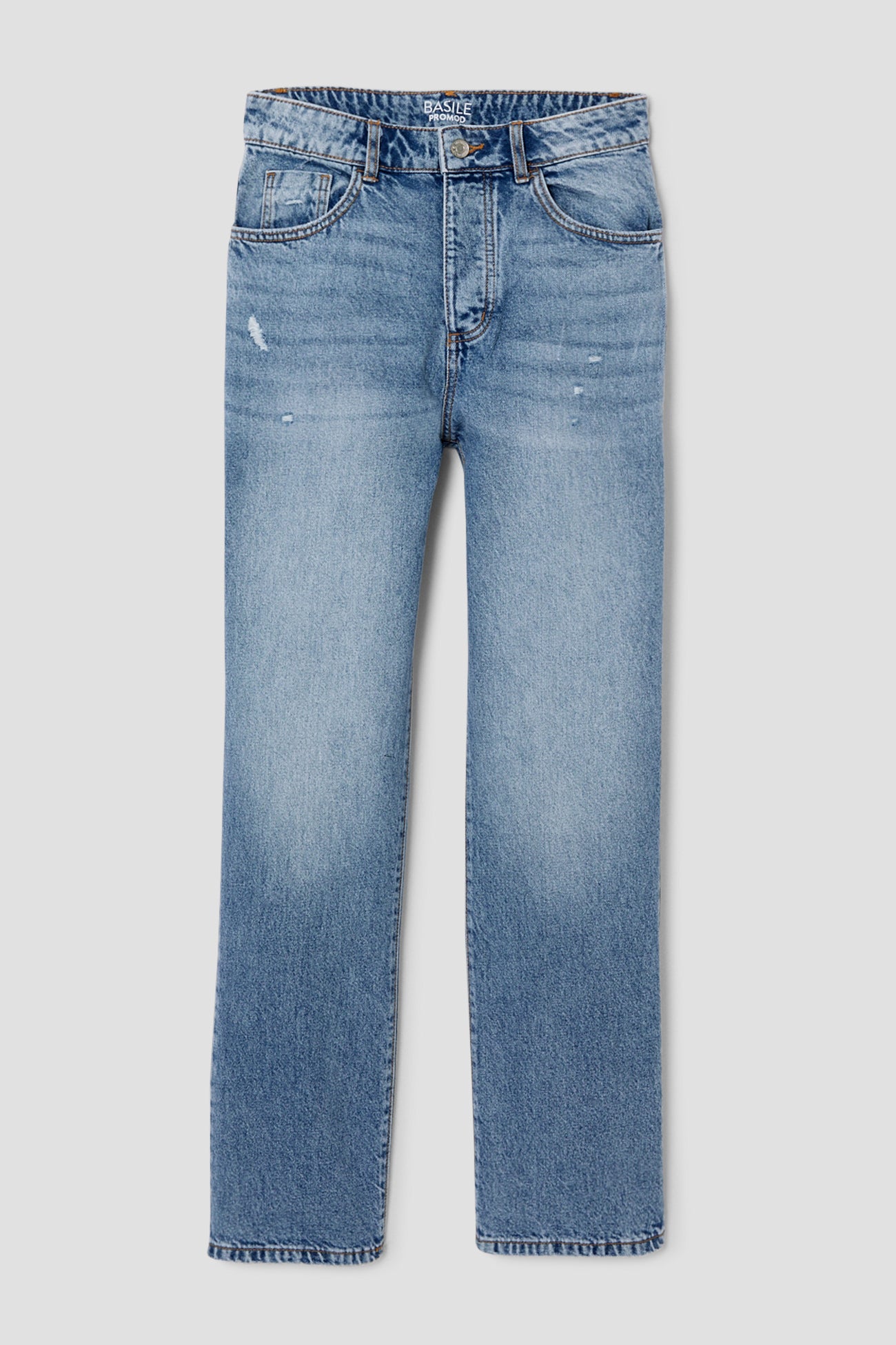 High-waist straight leg jeans - Ecru