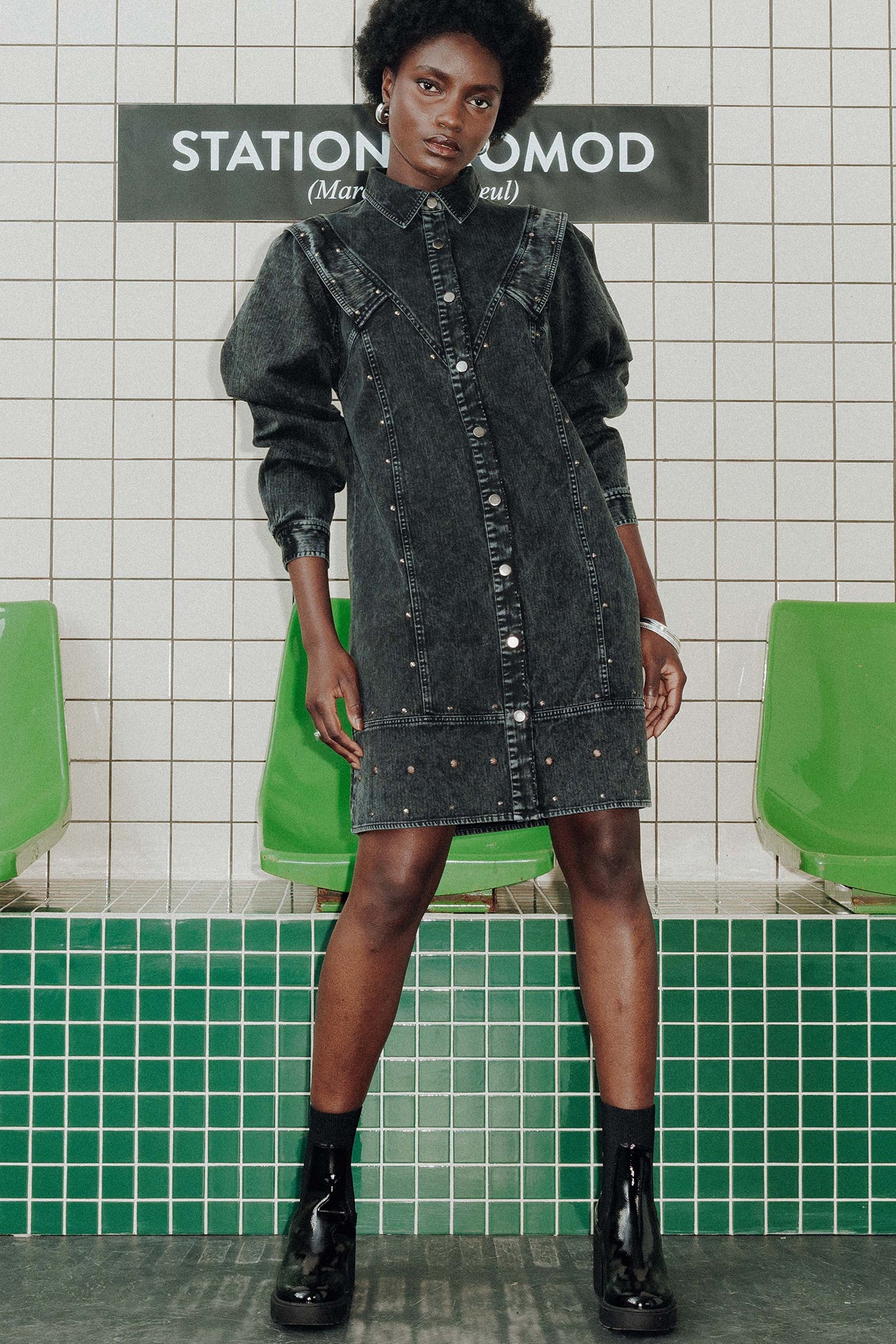 Denim shirtdress - Grey denim