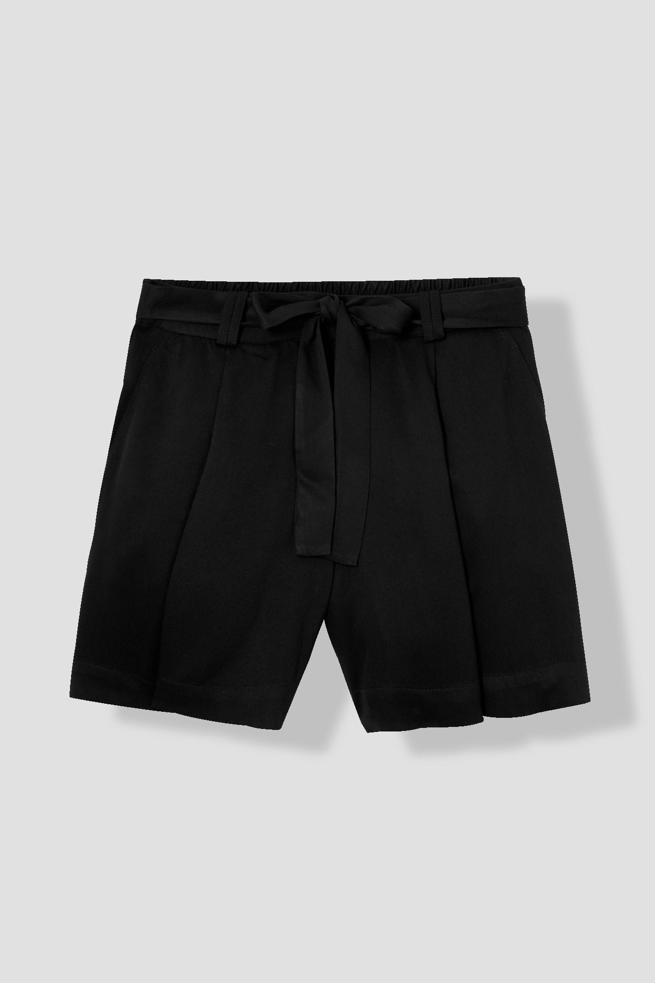 Plain belted shorts - Black