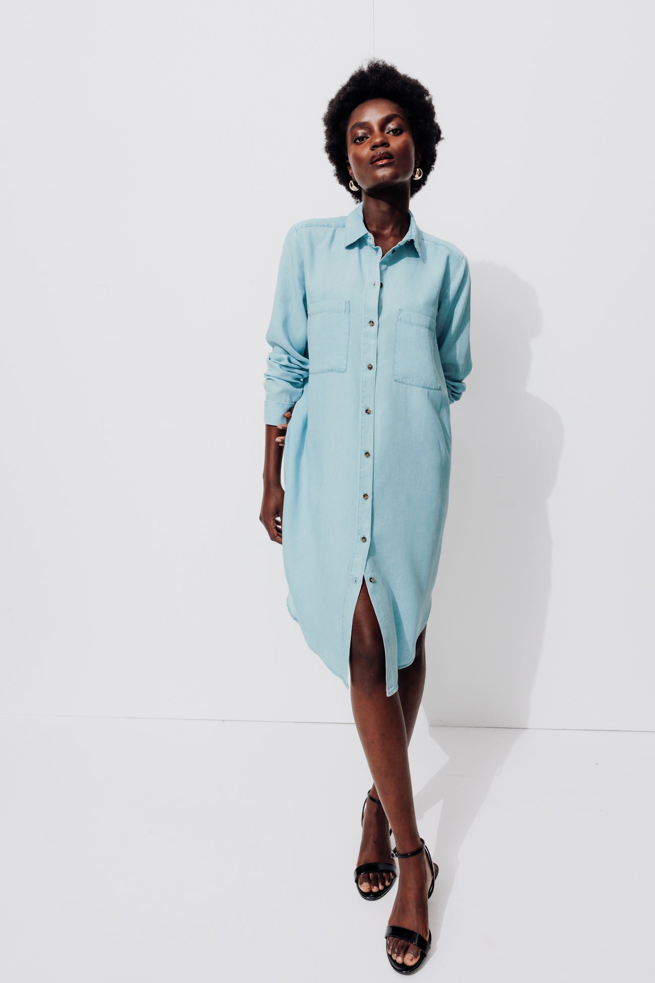 Lyocell shirt dress - Ultra faded denim