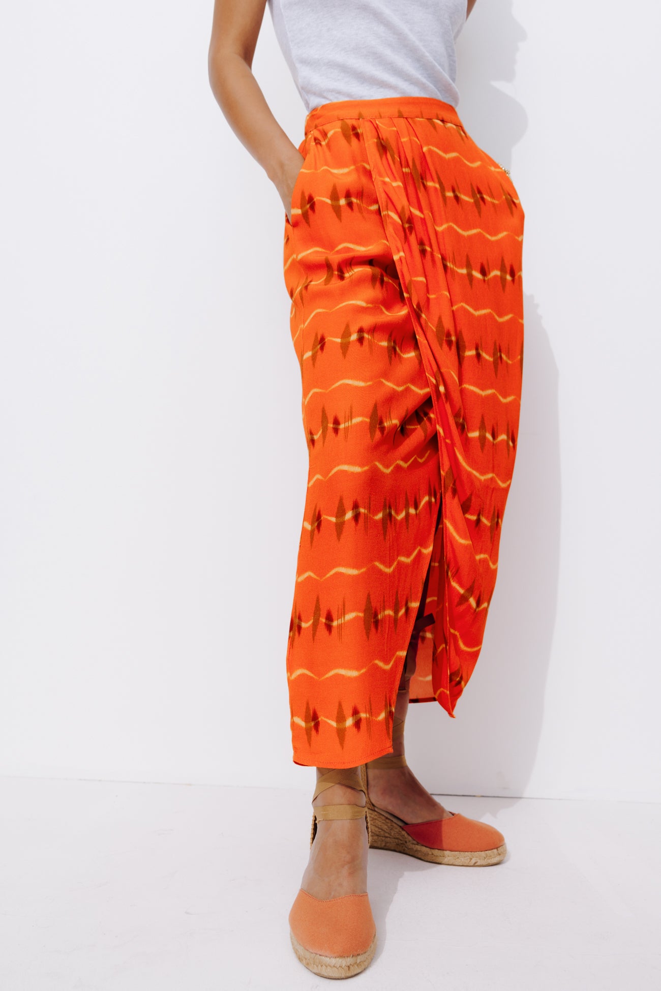 Long patterned skirt - Red print