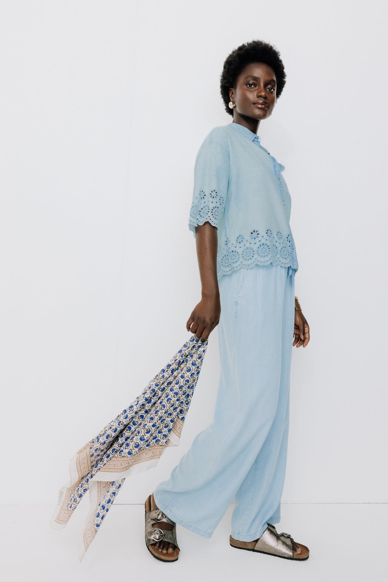 Broderie anglaise shirt - Light denim