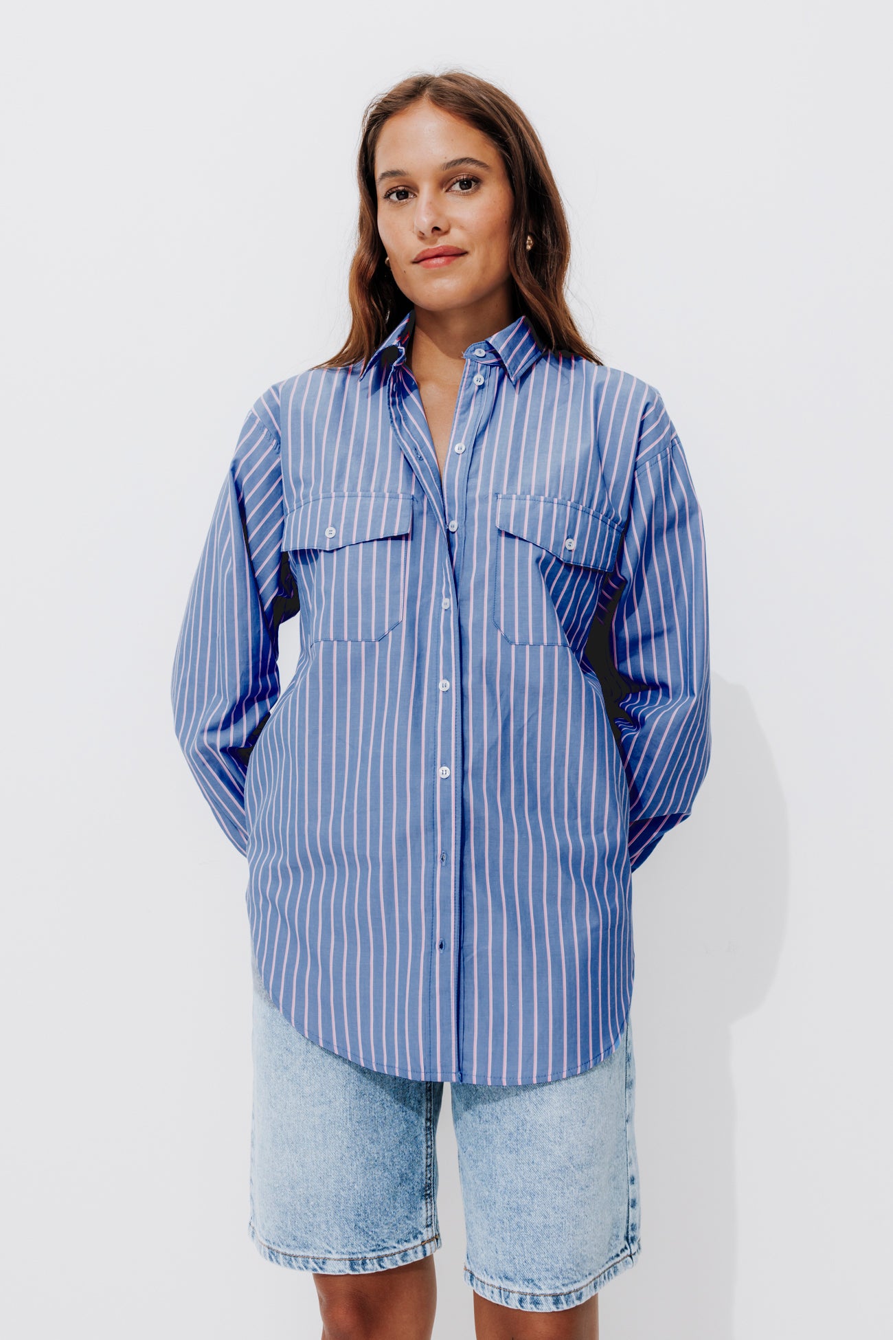 Striped oversized shirt - Blue stripes