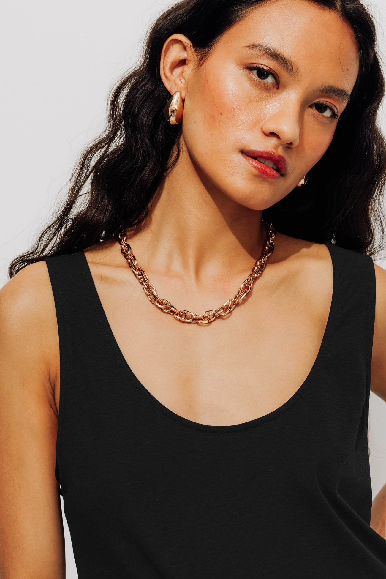 Sleeveless jersey top - Ecru